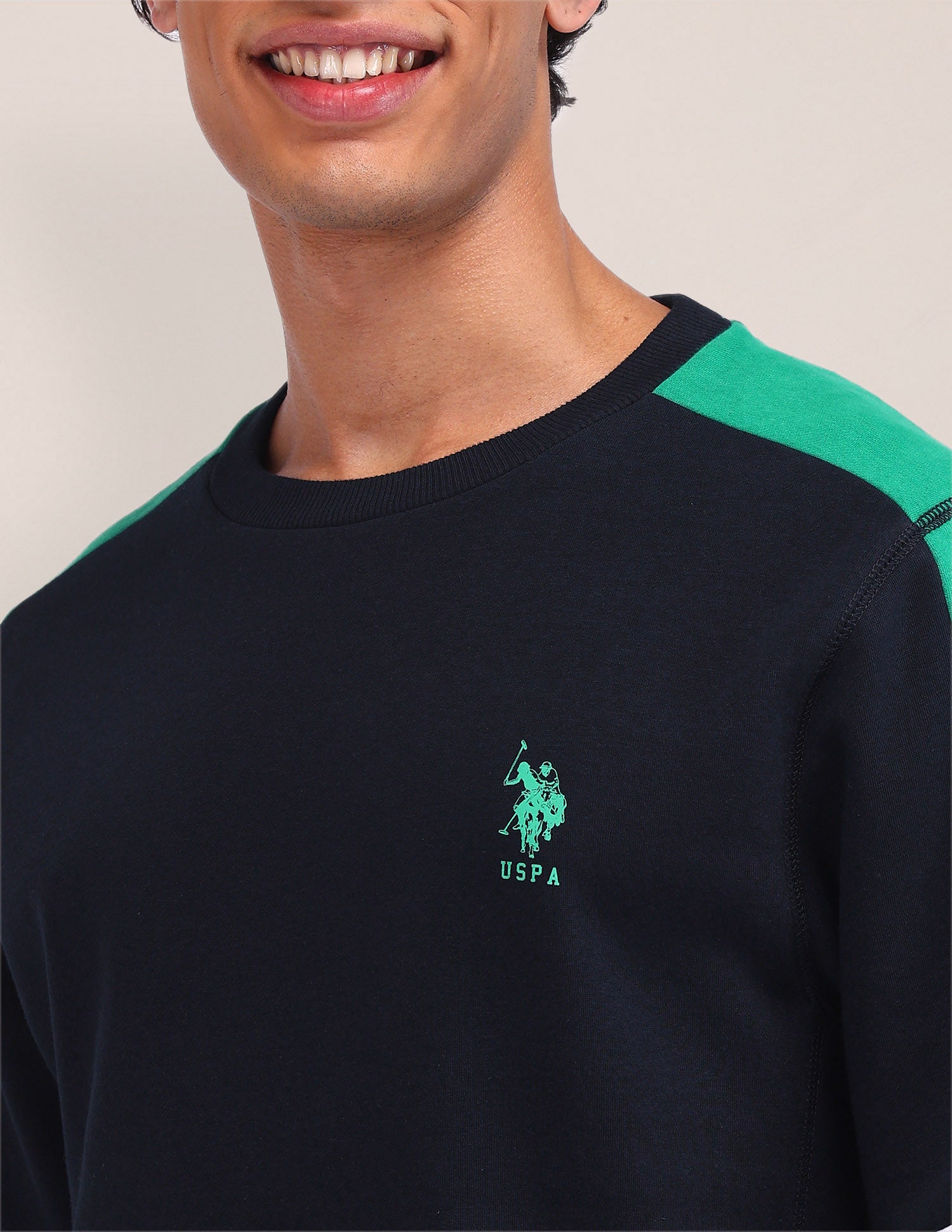 Colour Blocked Regular Fit Sweatshirt Navy - U.S. Polo Assn. India | Large