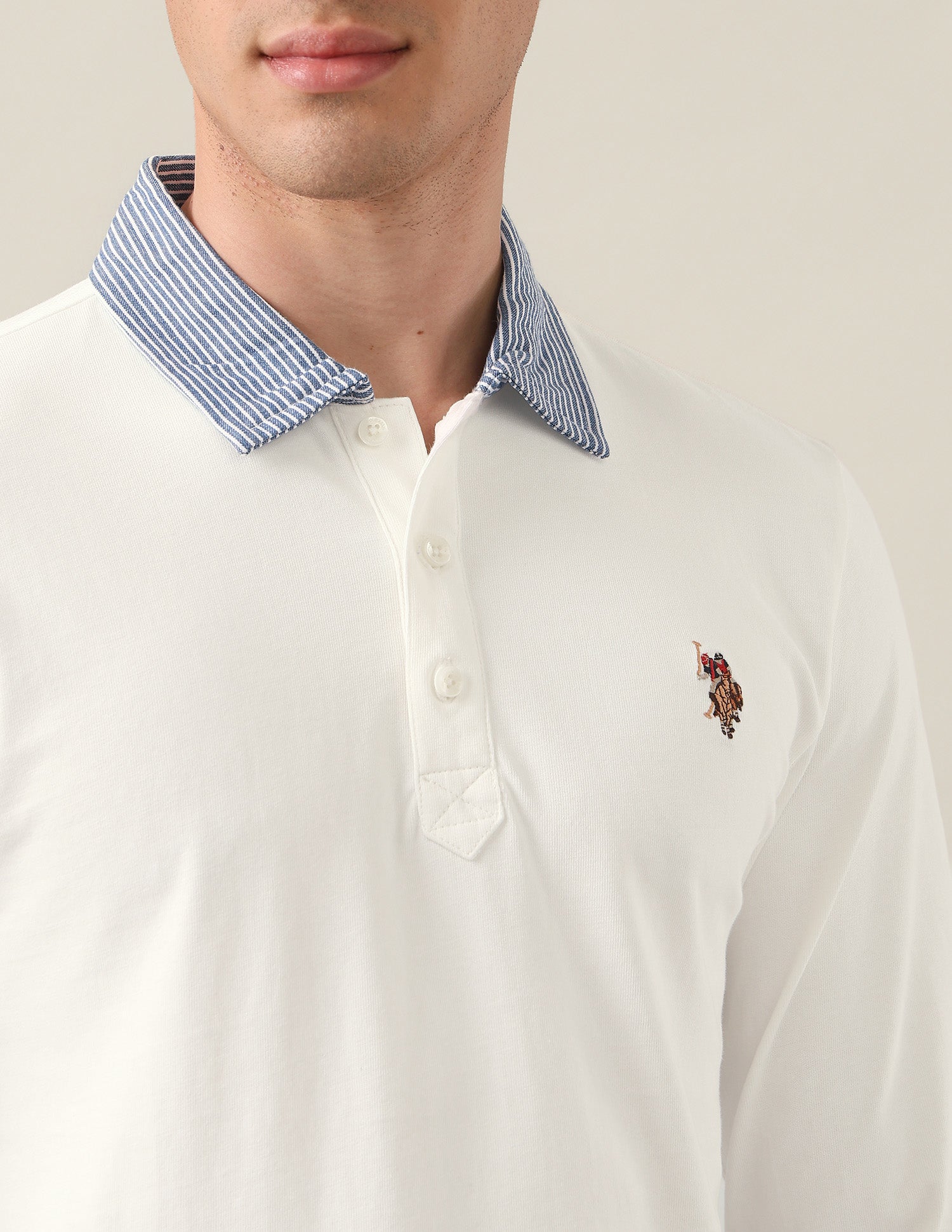 Solid Slim Fit Polo Shirt Ivory - U.S. Polo Assn. India | Large