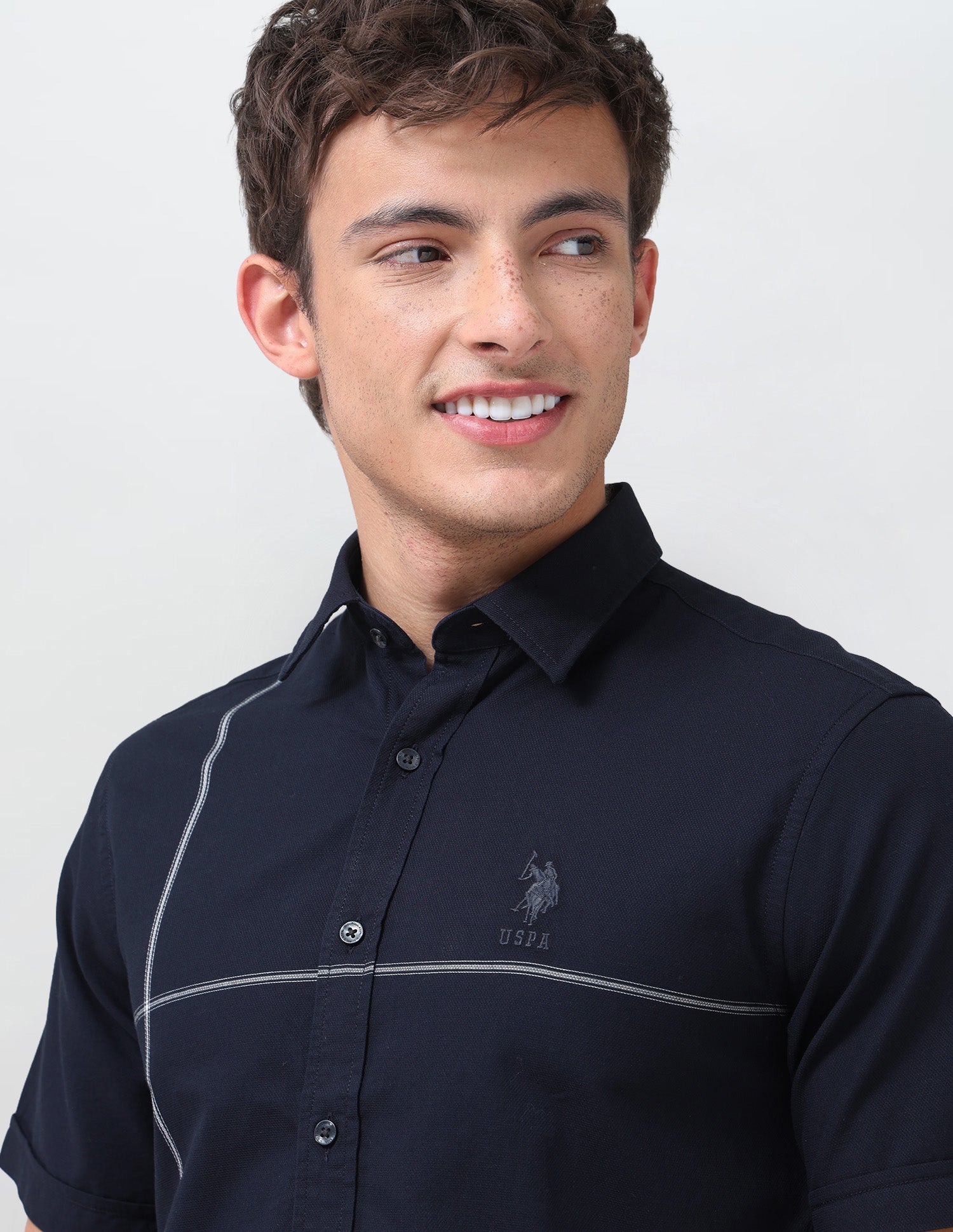 Solid Regular Fit Shirt Navy - U.S. Polo Assn. India | Large