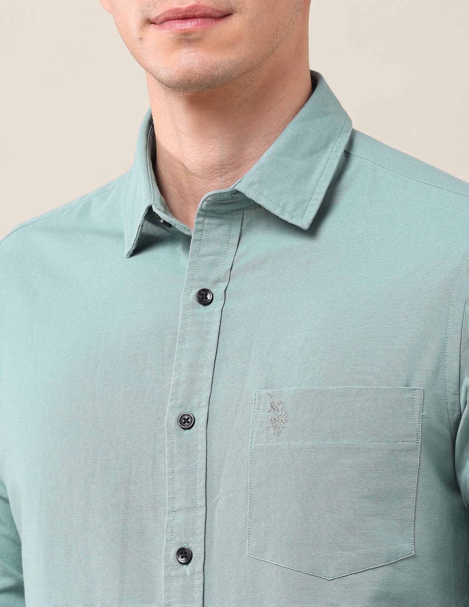 Tailored Fit Poplin Shirt Green - U.S. POLO ASSN. | Large