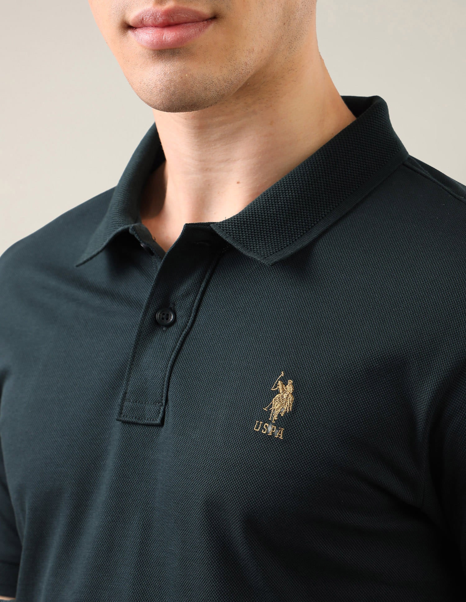 Brand Embroidered Slim Fit Polo Shirt Green - U.S. Polo Assn. India | Large