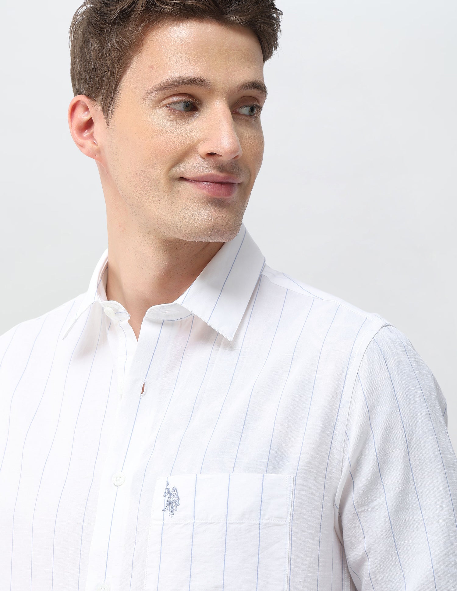 Pacho X Vertical Striped Regular Fit Shirt Blue - U.S. Polo Assn. India | Large