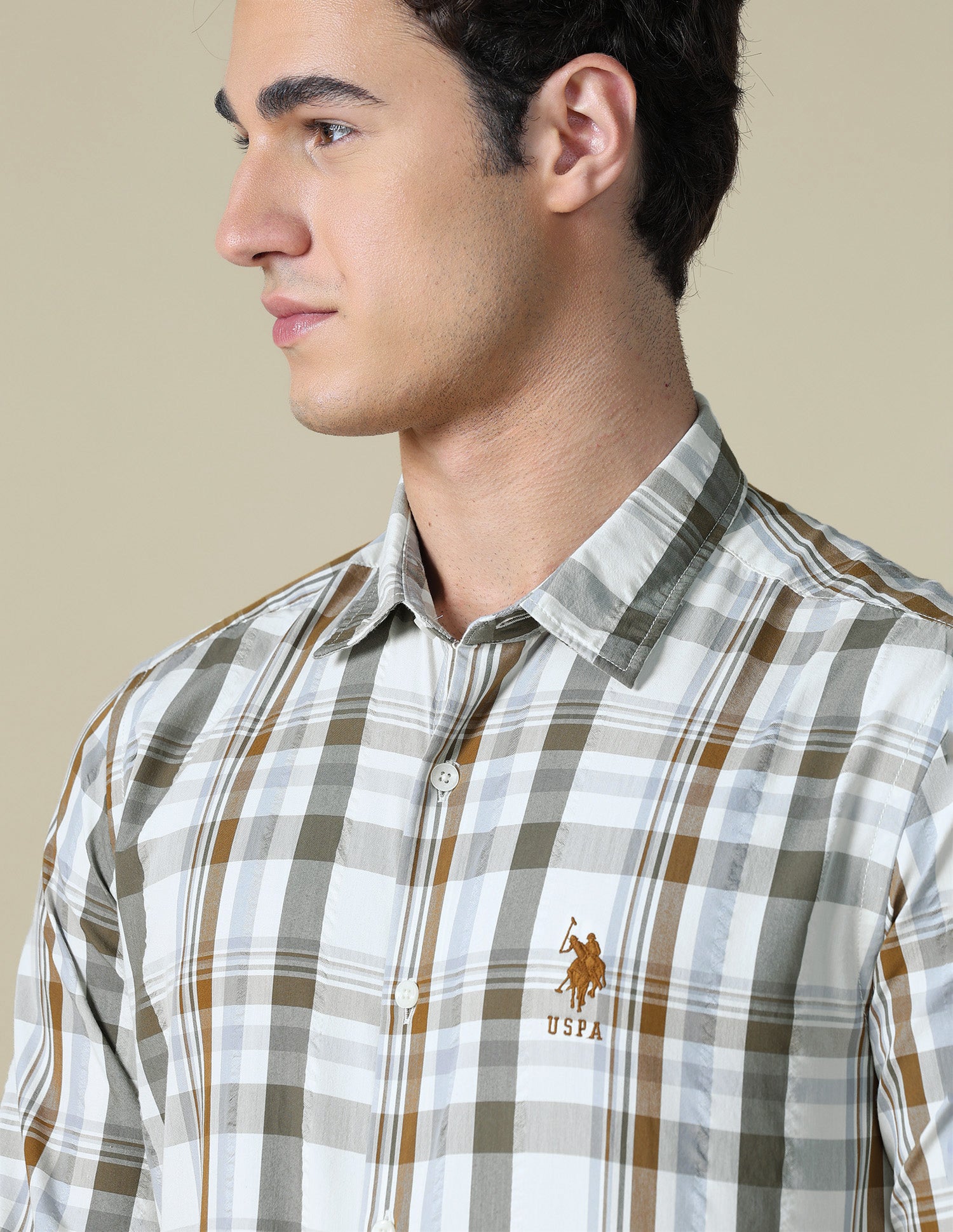 Plaid Checked Seersucker Shirt Green - U.S. Polo Assn. India | Large