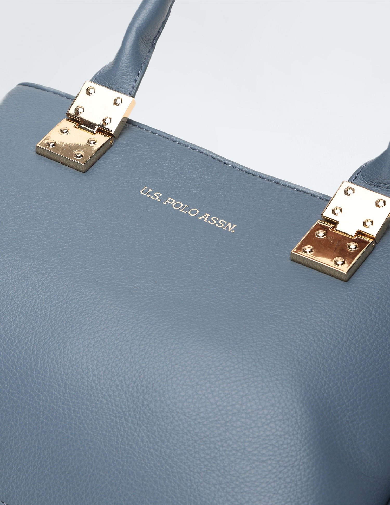 Metallic Hardware Structured Handbag Blue - U.S. POLO ASSN. | Large