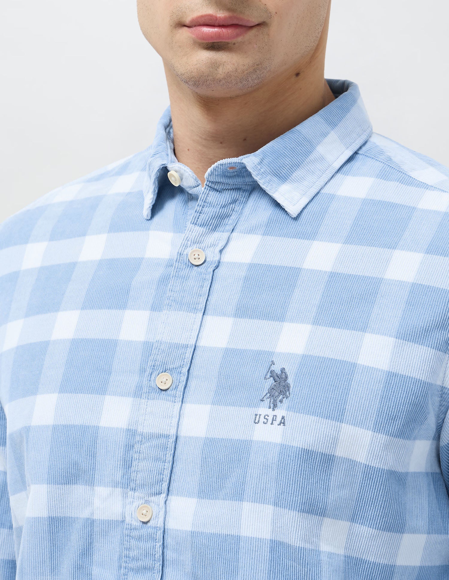Buffalo Checked Corduroy Shirt Light Indigo - U.S. POLO ASSN. | Large
