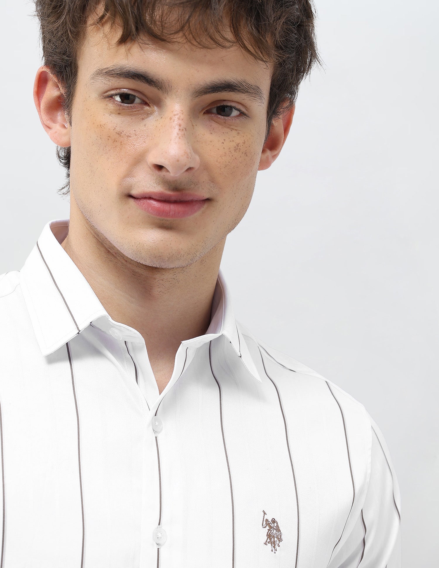 Vertical Striped Regular Fit Shirt Ivory - U.S. Polo Assn. India | Large