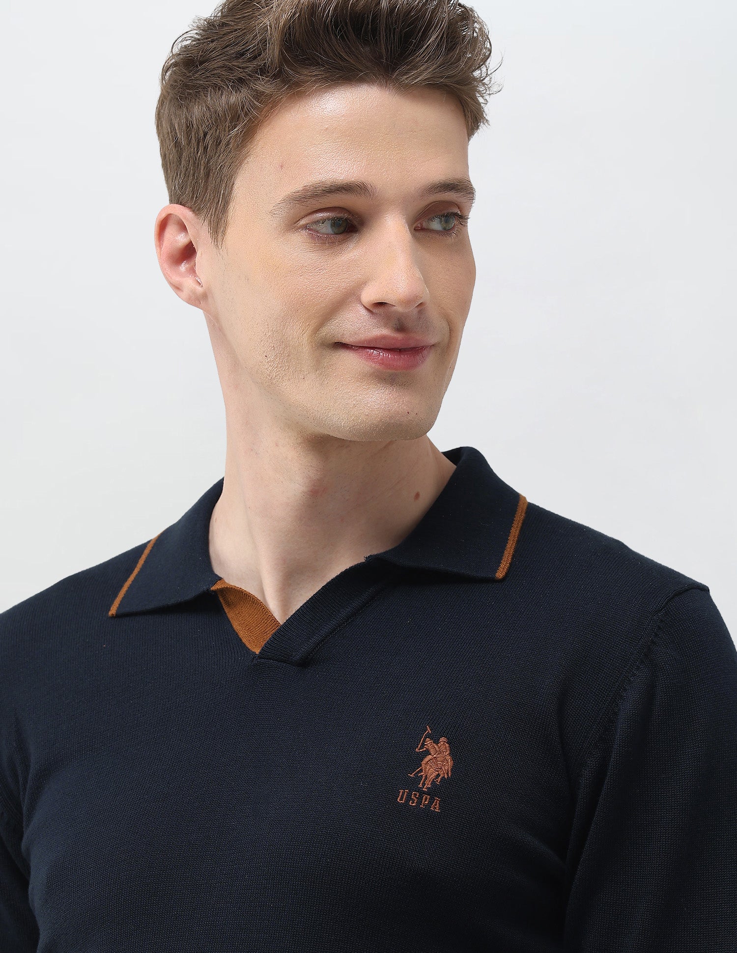 Solid Regular Fit Sweater Navy - U.S. Polo Assn. India | Large