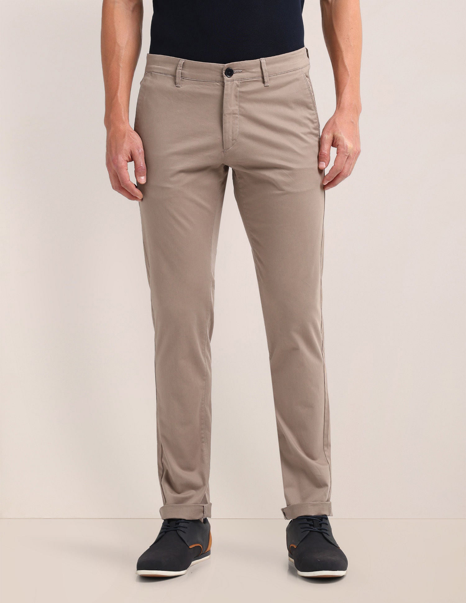 Denver Slim Fit Solid Trousers Grey - U.S. POLO ASSN. | Large