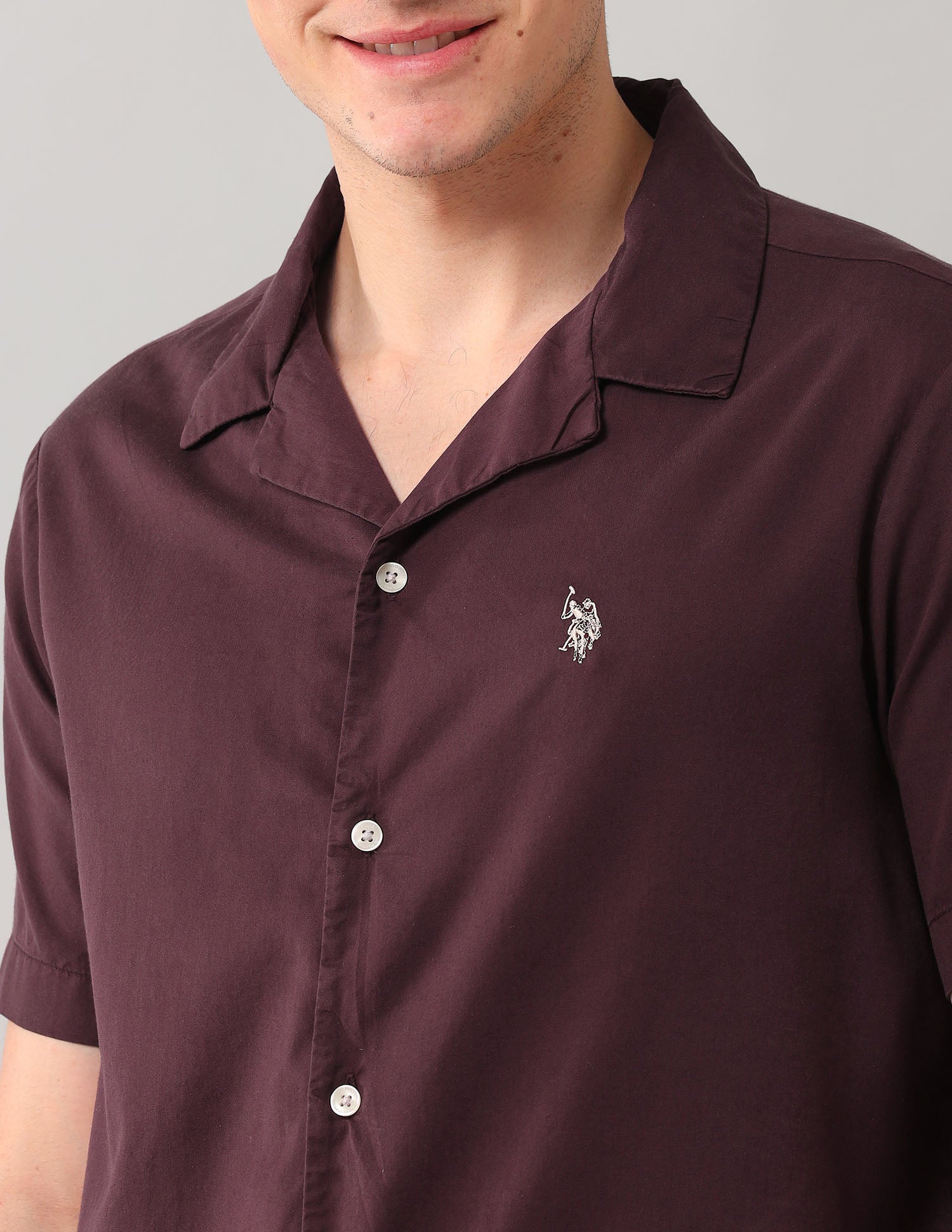 Solid Relaxed Fit Shirt Maroon - U.S. Polo Assn. India | Large