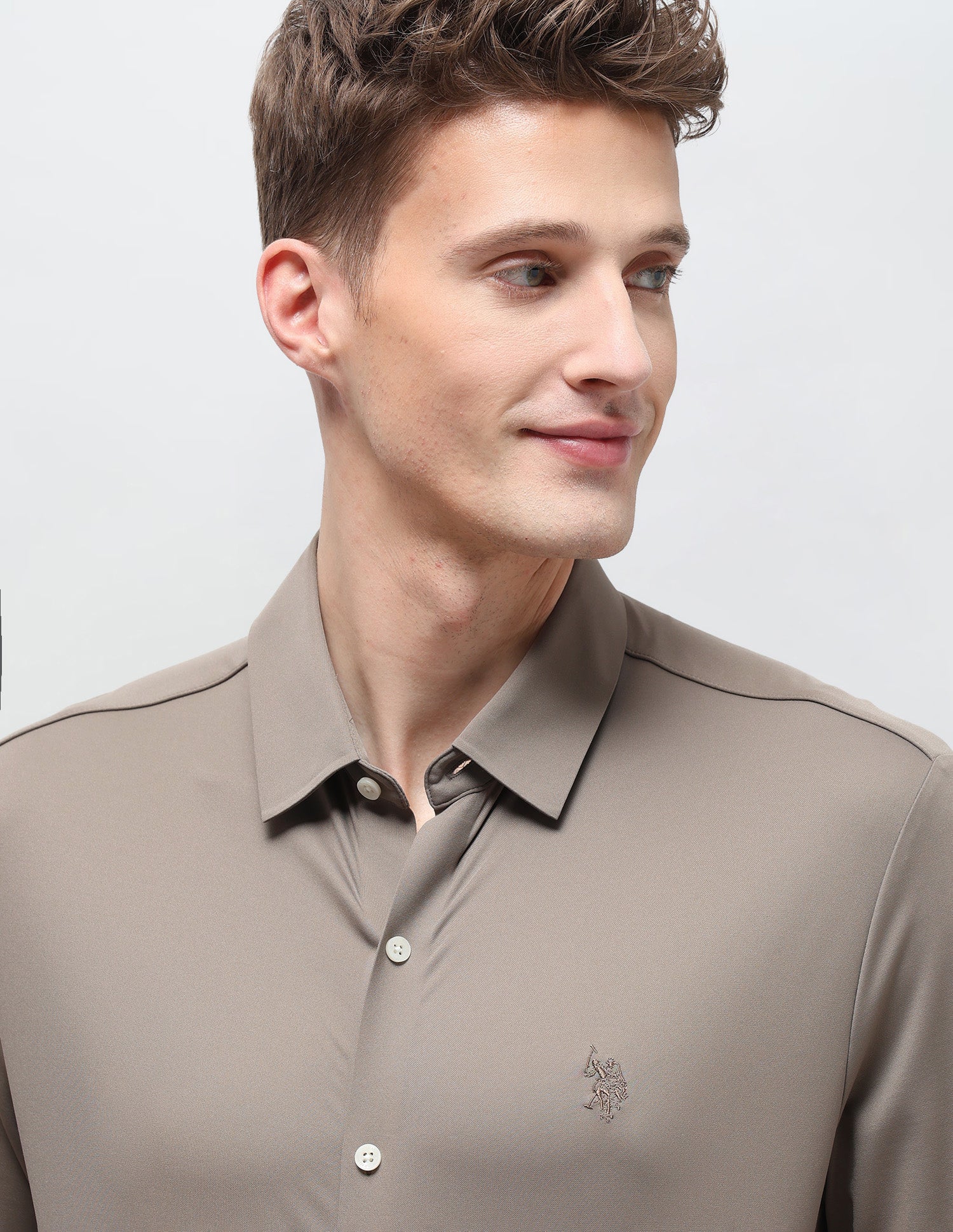 Solid Knitted Shirt Khaki - U.S. Polo Assn. India | Large