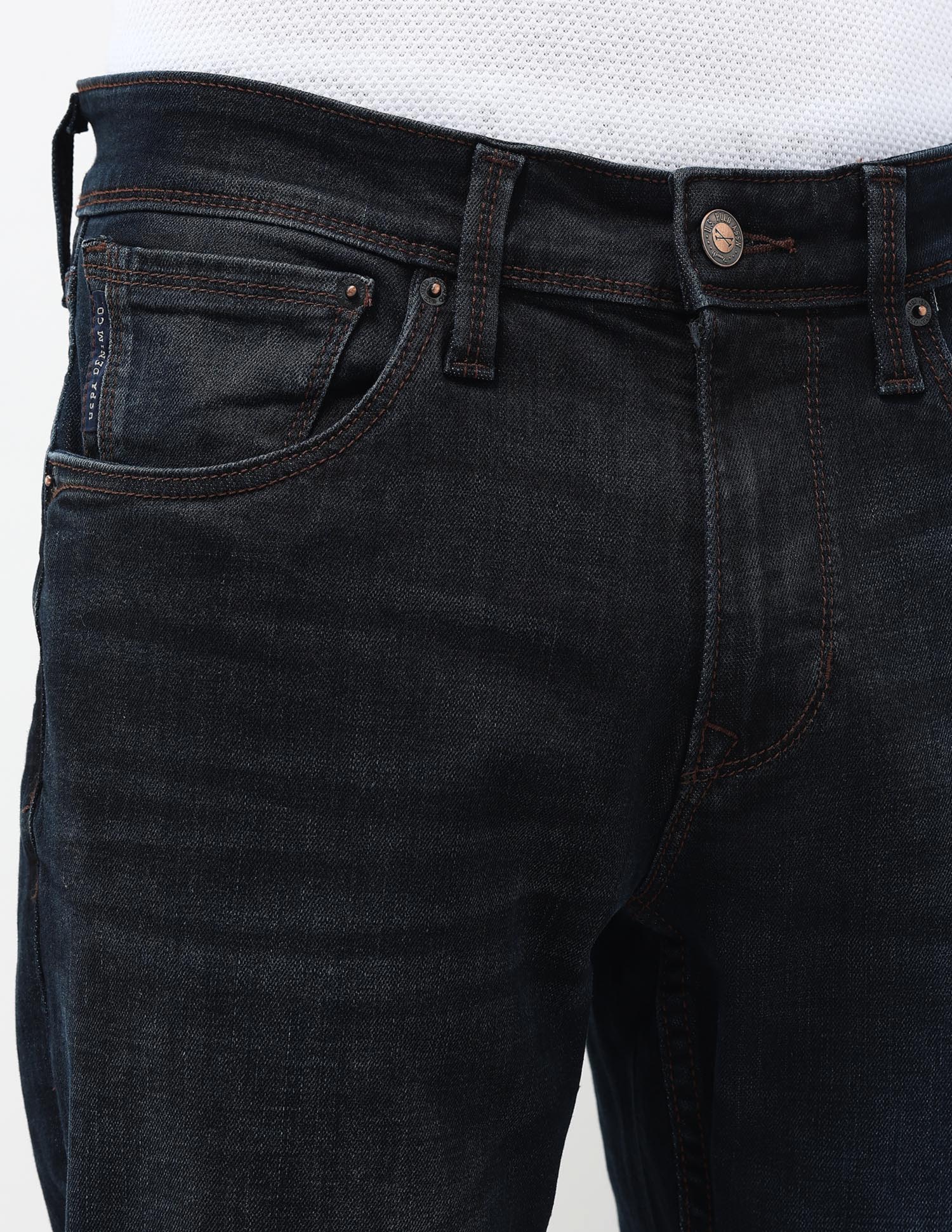 Brandon Slim Tapered Fit Blue Jeans Dark Blue - U.S. POLO ASSN. | Large