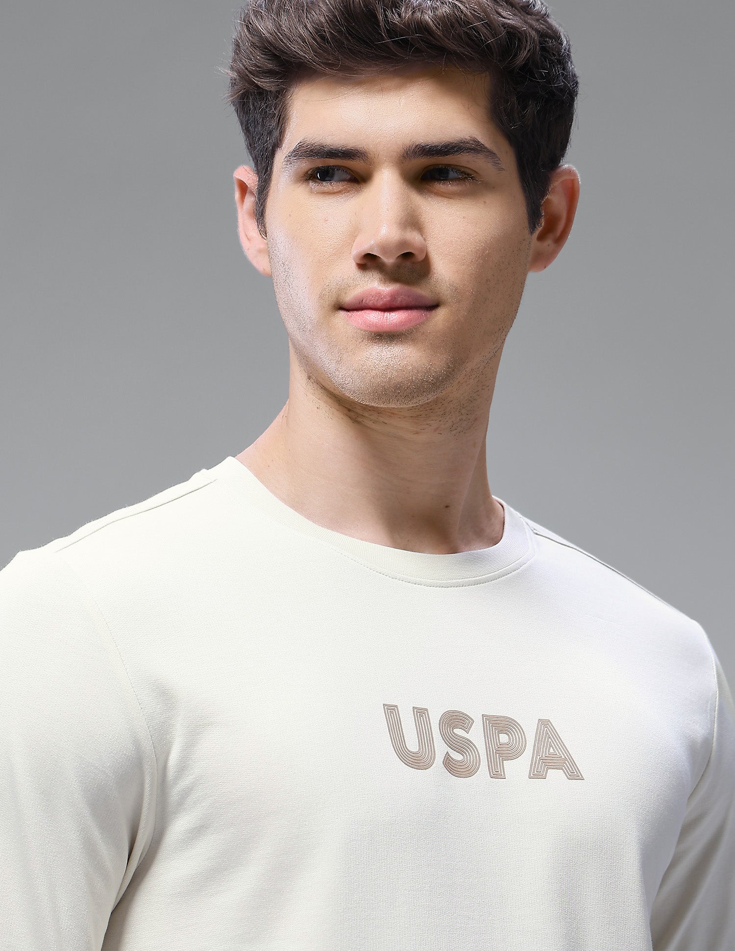 Solid Comfort Fit Loungewear T-Shirt Bone White - U.S. Polo Assn. India | Large