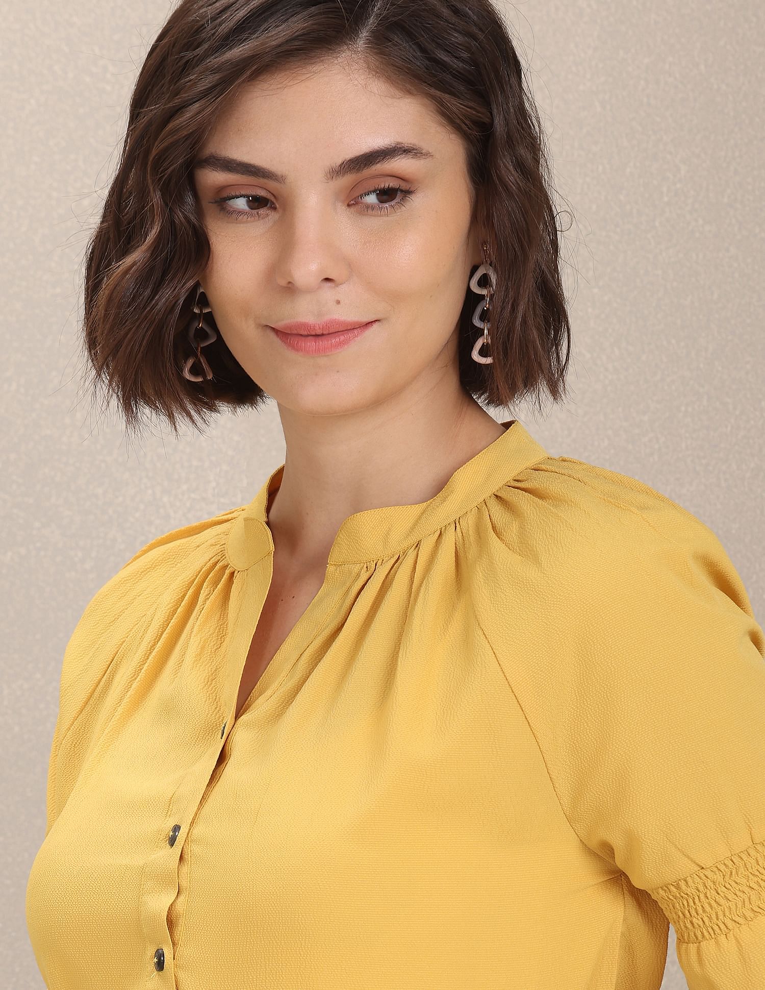 Full Button Closure Solid Top Yellow - U.S. POLO ASSN. | Large