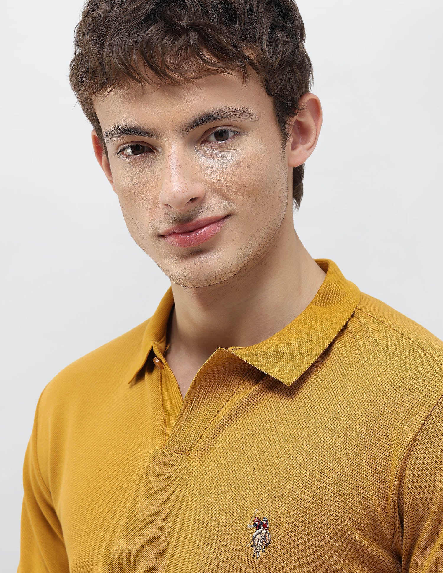 Solid Slim Fit Polo Shirt Mustard - U.S. Polo Assn. India | Large