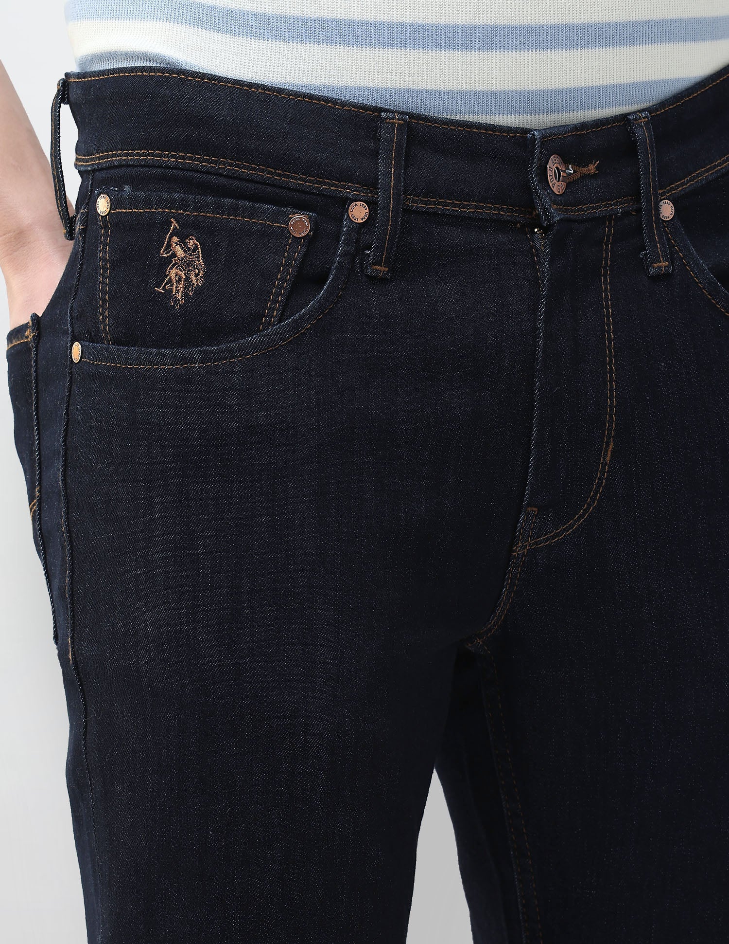 Brandon Slim Tapered Fit Rinsed Jeans Dark Blue - U.S. Polo Assn. India | Large
