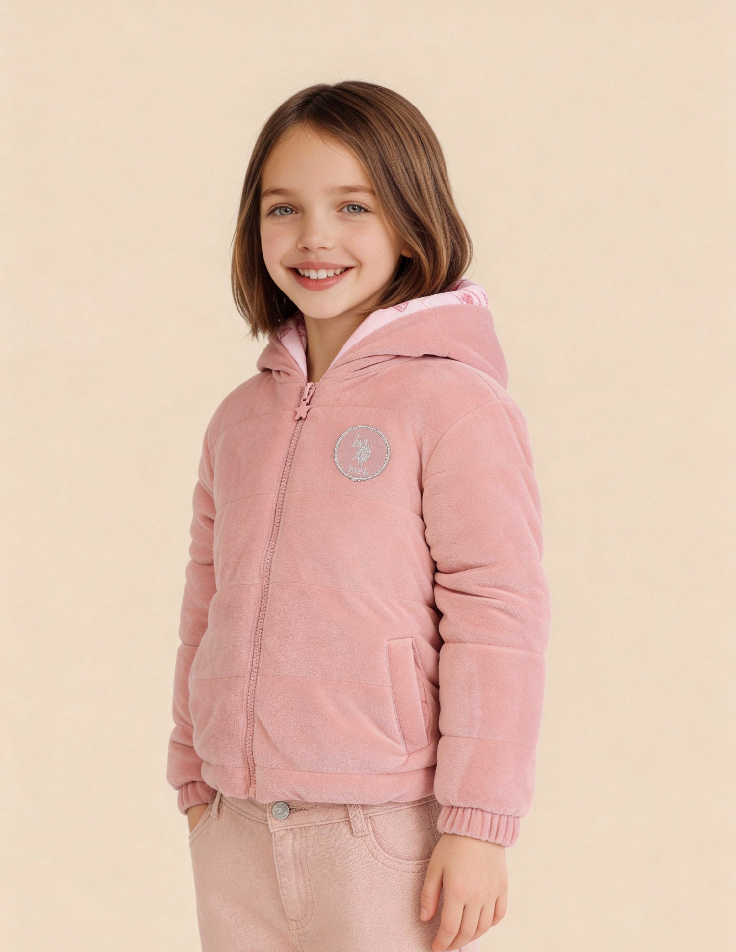 Girls Reversible Regular Fit Jacket Pink - U.S. Polo Assn. India | Large