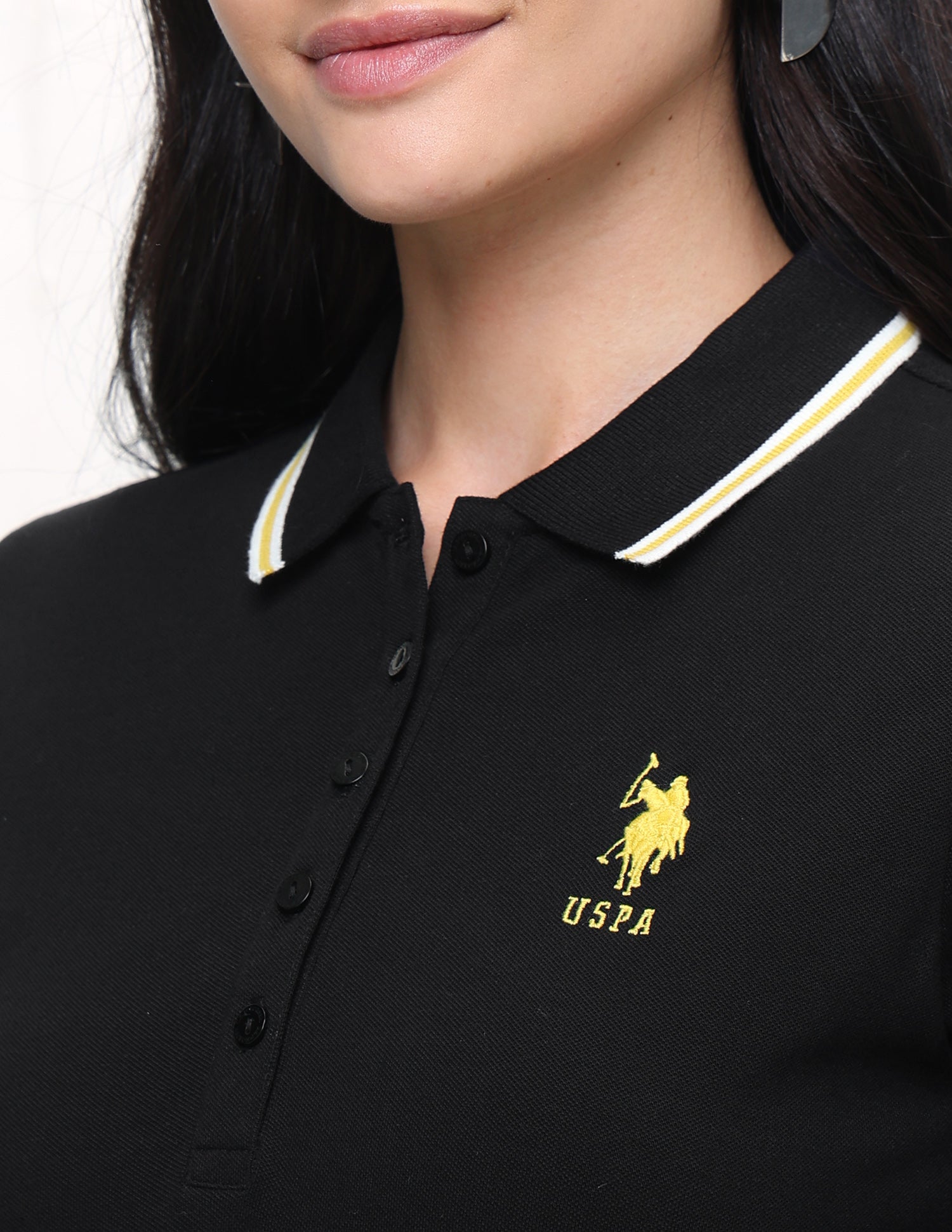 Solid Regular Fit Polo Shirt Black - U.S. Polo Assn. India | Large