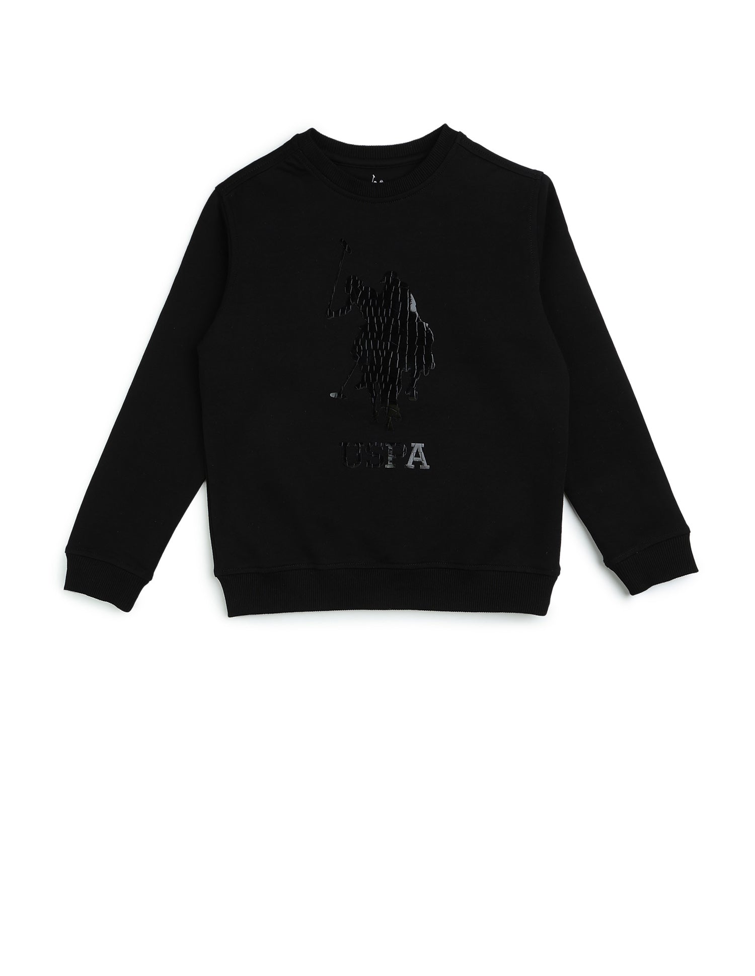 Boys Graphic Brand Embossed Regular Fit Sweatshirt Black - U.S. POLO ASSN. | Large