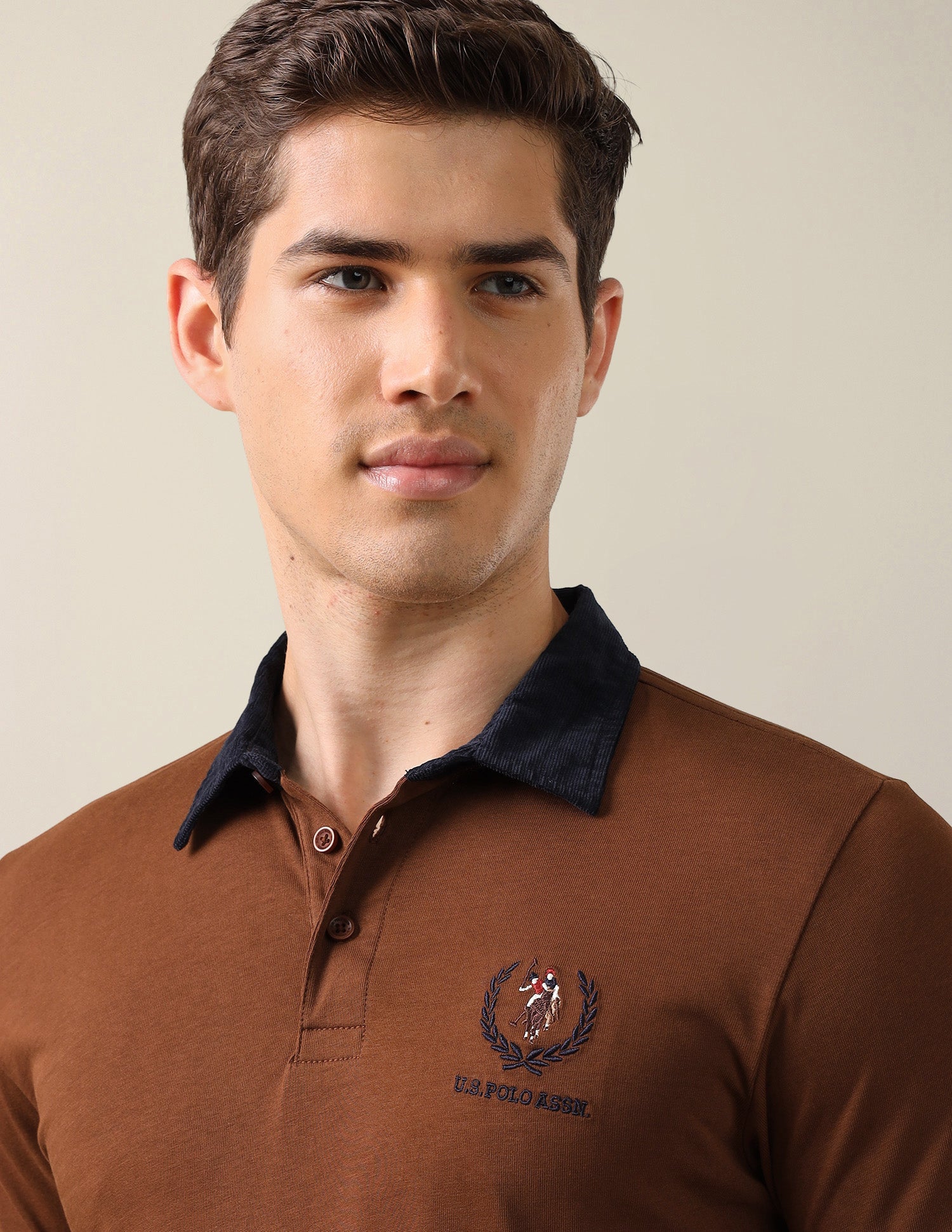 Solid Slim Fit Polo Shirt Brown - U.S. Polo Assn. India | Large