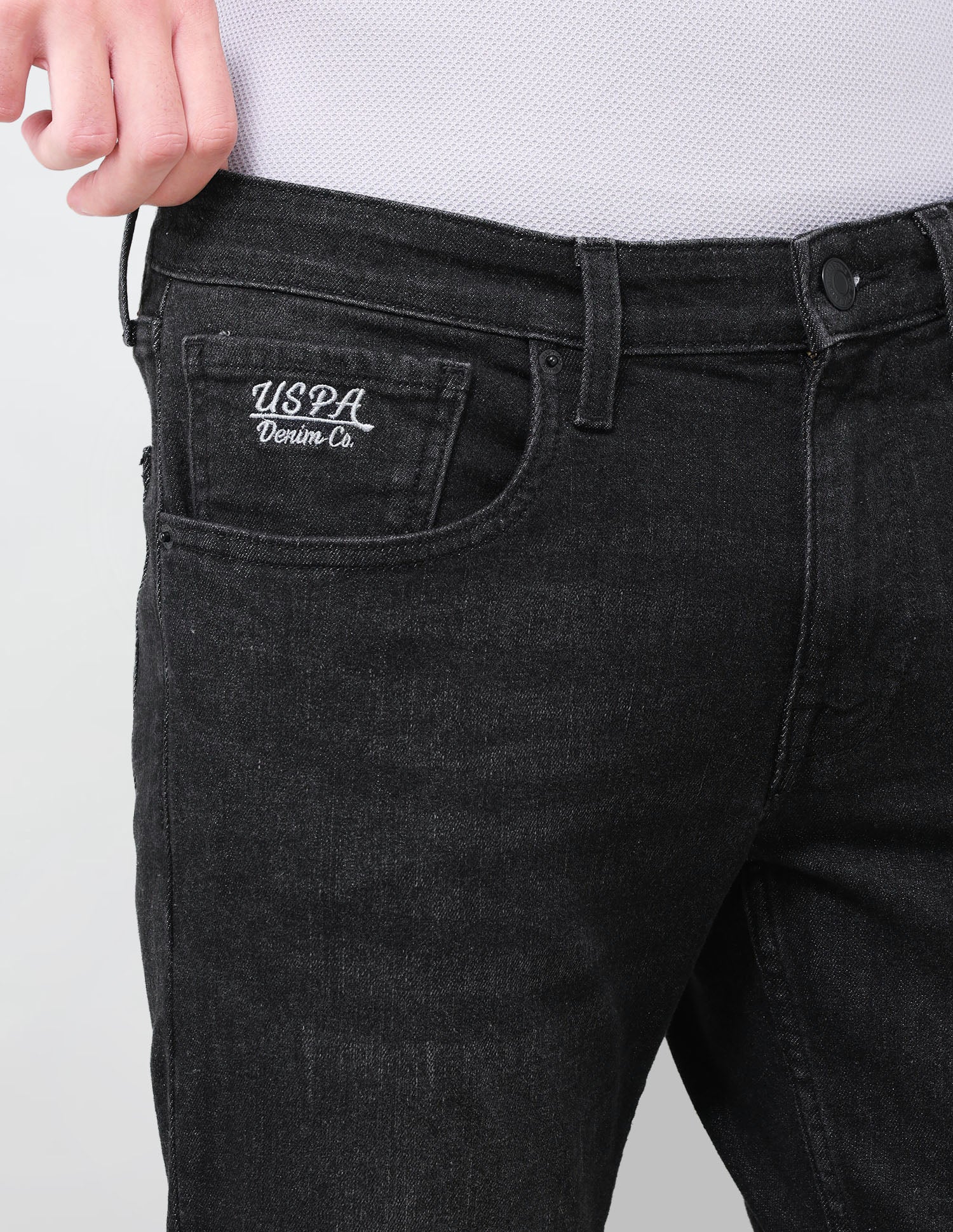 Brandon Slim Tapered Fit Black Jeans Black - U.S. Polo Assn. India | Large