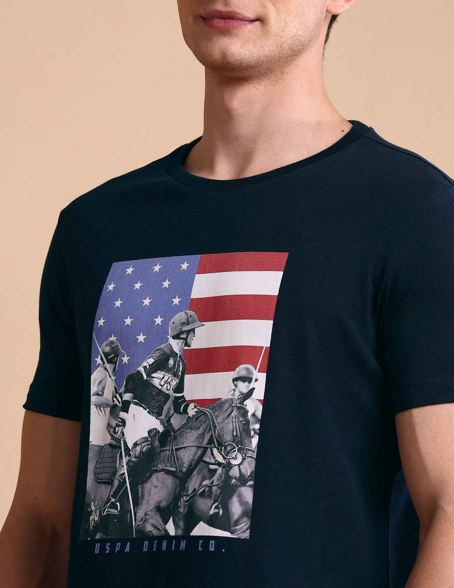 Graphic Printed Muscle Fit T-Shirt Navy - U.S. POLO ASSN. | Large