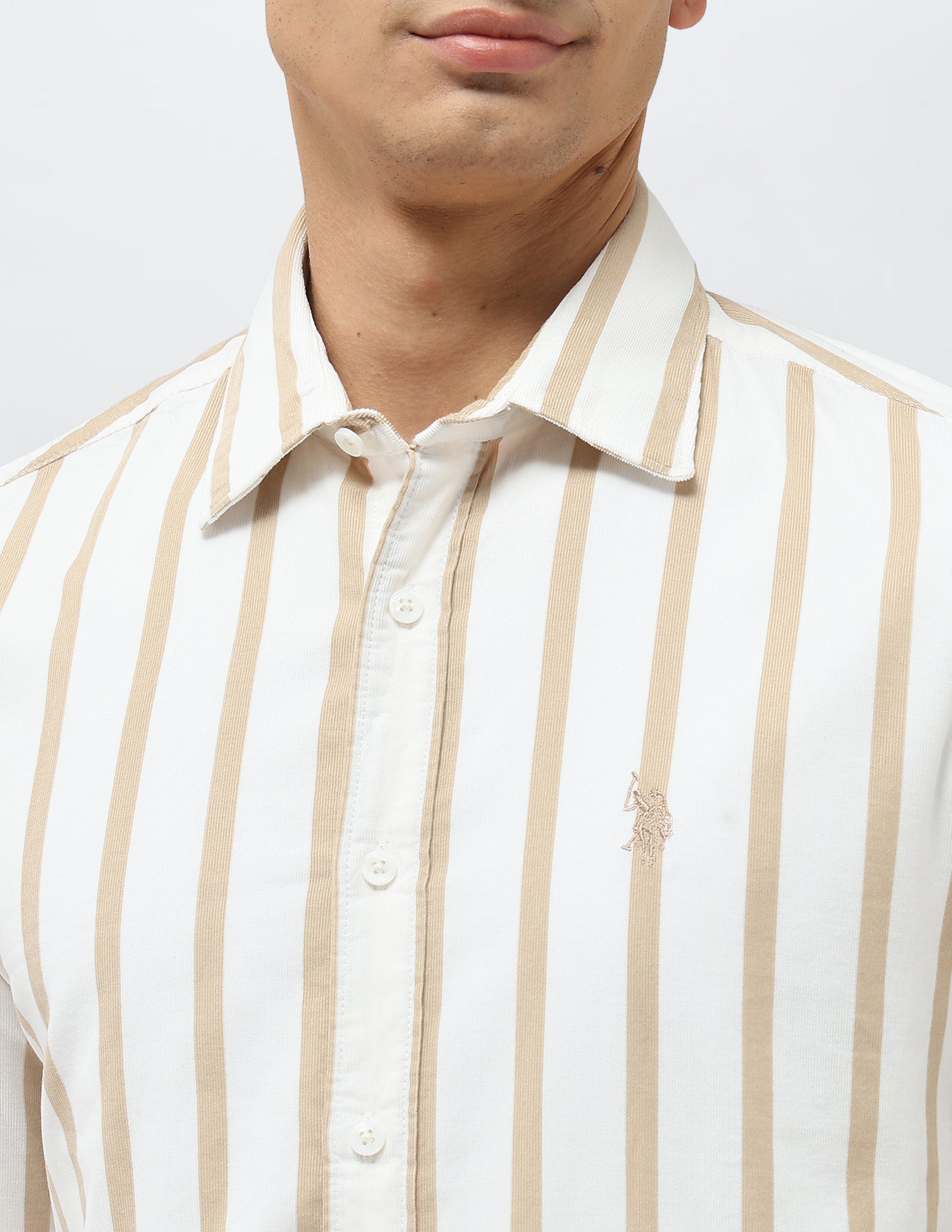 Corduroy Tailored Fit Shirt Beige - U.S. POLO ASSN. | Large