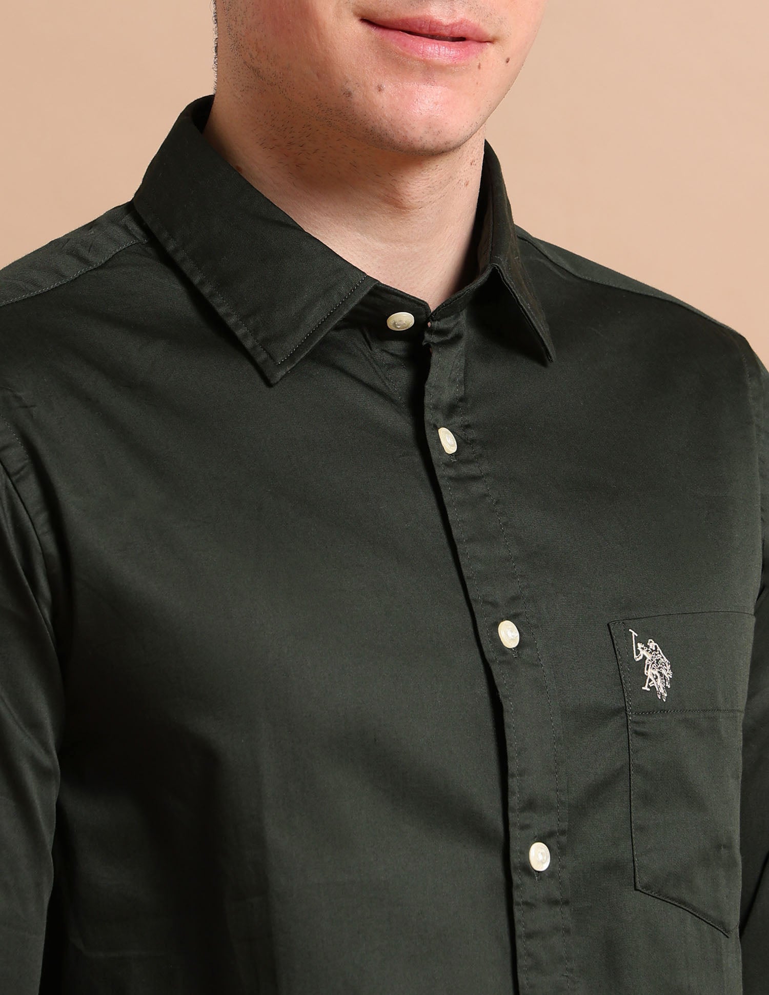 Evening Satin Shirt Dark Green - U.S. POLO ASSN. | Large