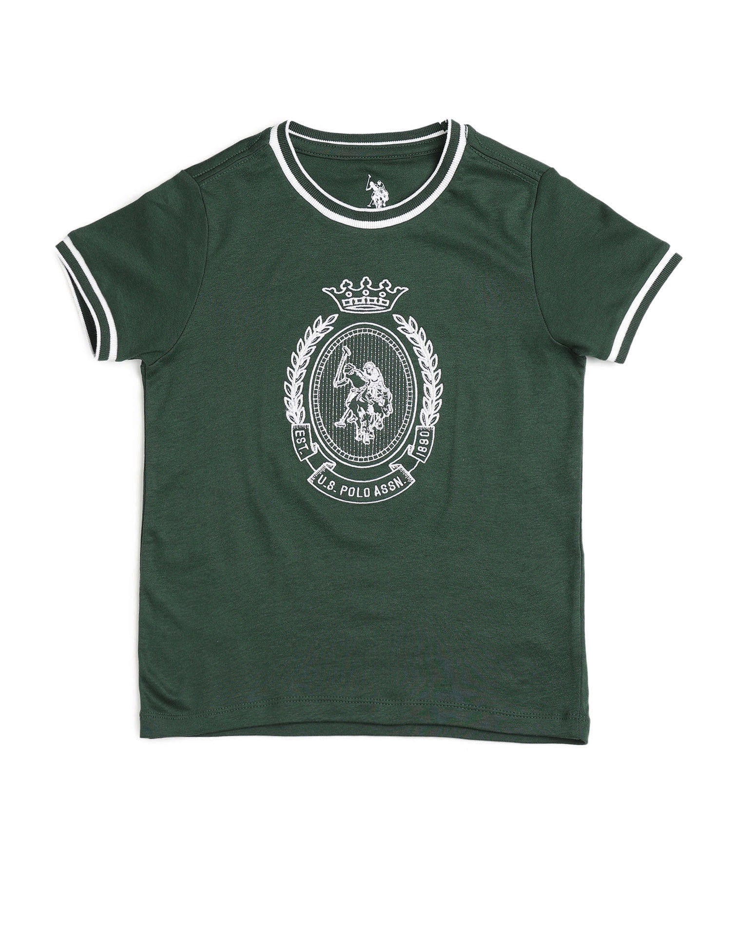 Boys Brand Embroidered Pure Cotton T Shirt Dark Green - U.S. POLO ASSN. | Large