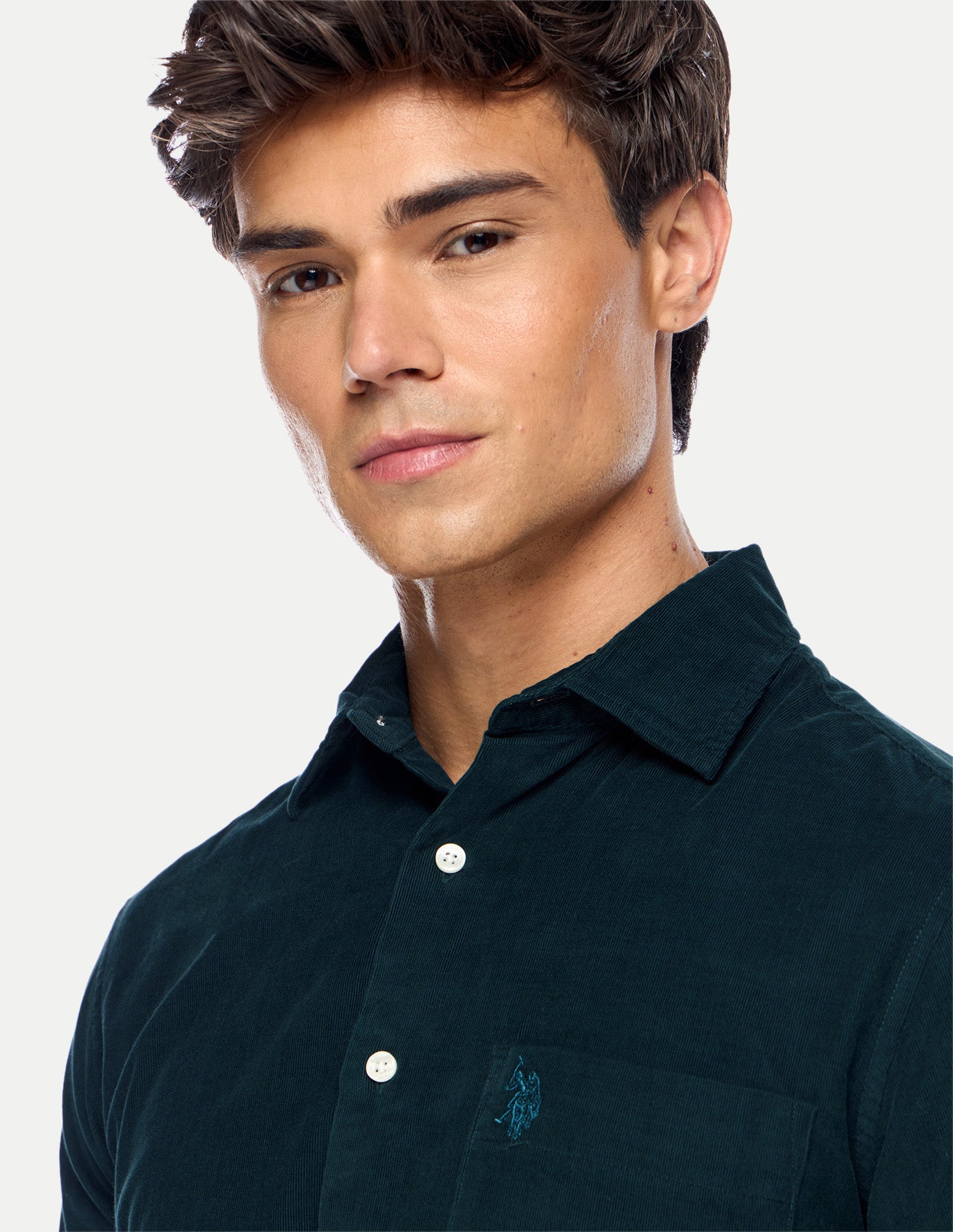 Tailored Fit Corduroy Shirt Teal - U.S. Polo Assn. India | Large