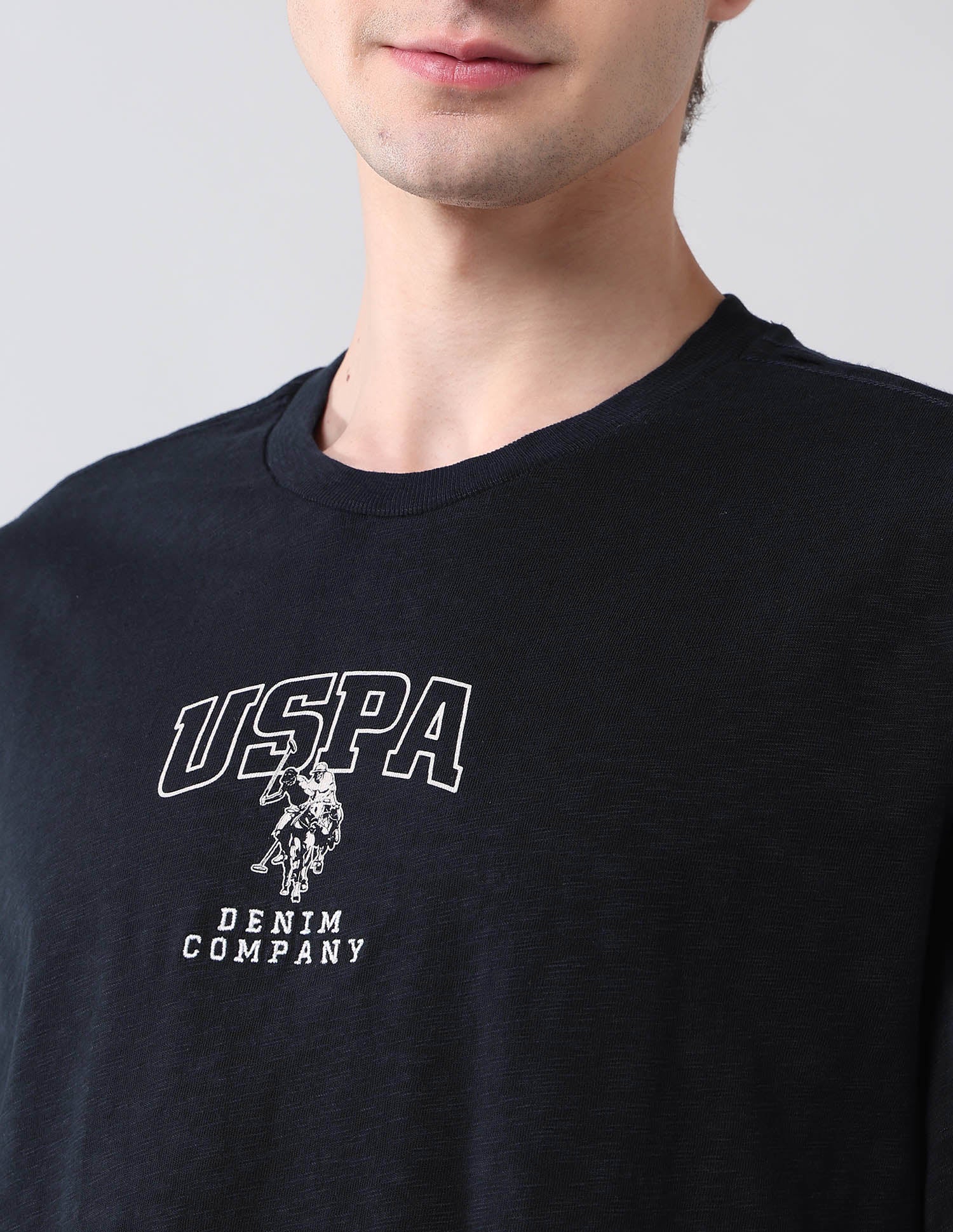 Brand Printed Pure Cotton Americana T-Shirt Navy - U.S. Polo Assn. India | Large