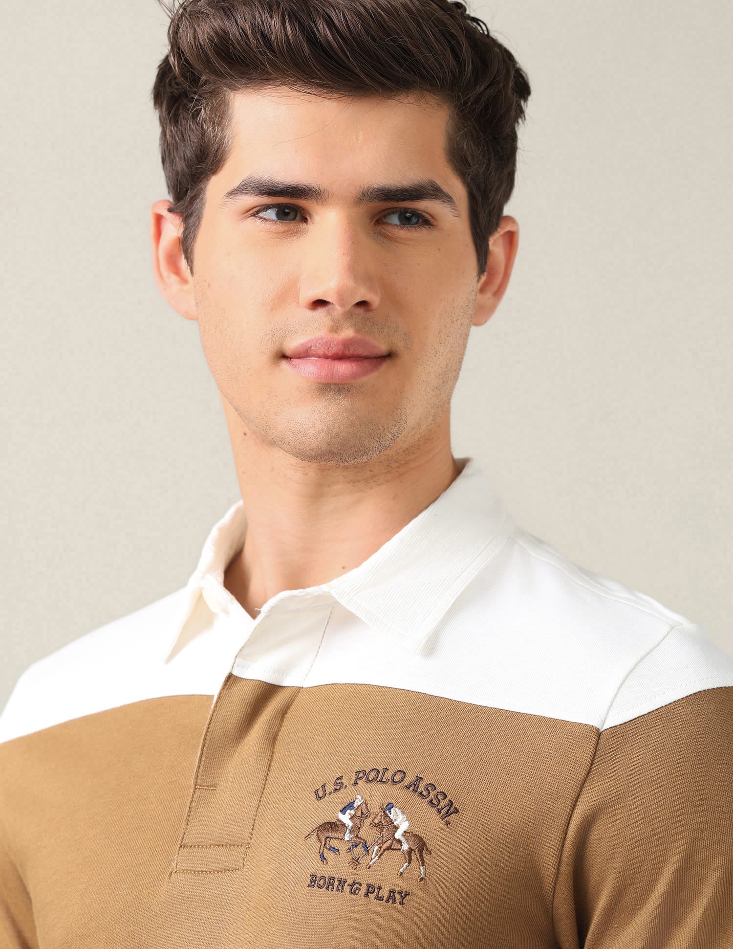 Horizontal Striped Slim Fit Polo Shirt Brown - U.S. Polo Assn. India | Large