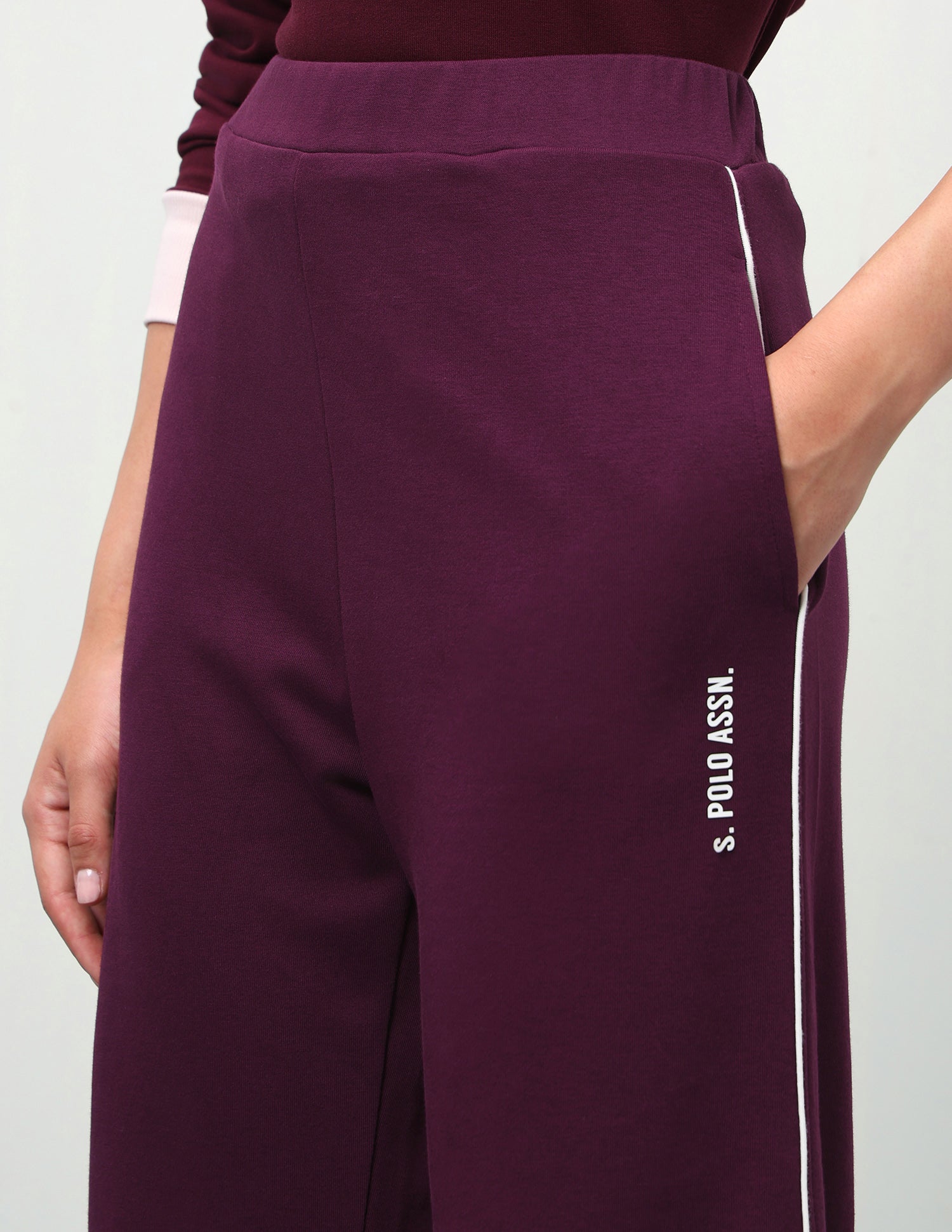 High Rise Straight Fit Trousers Wine - U.S. Polo Assn. India | Large