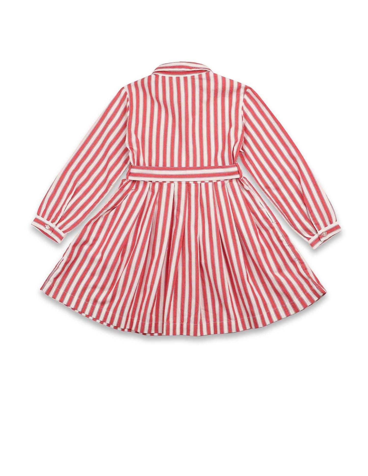Girls Vertical Striped Shirt Dress Red - U.S. POLO ASSN. | Large