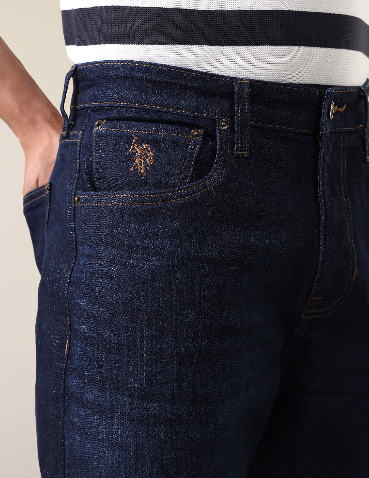 Logan Loose Straight Fit Blue Jeans Dark Indigo - U.S. Polo Assn. India | Large