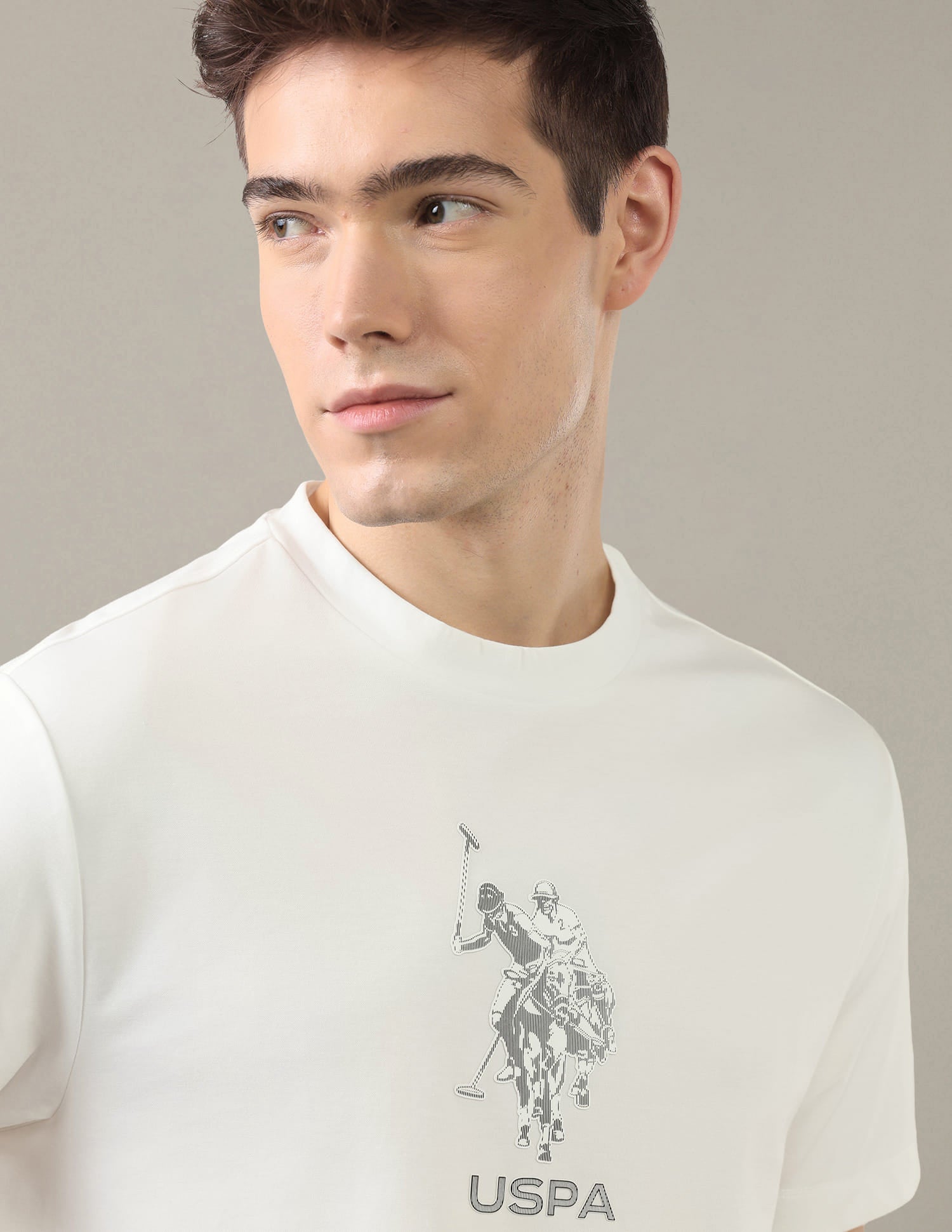 Brand Embossed Slim Fit T-Shirt White - U.S. Polo Assn. India | Large