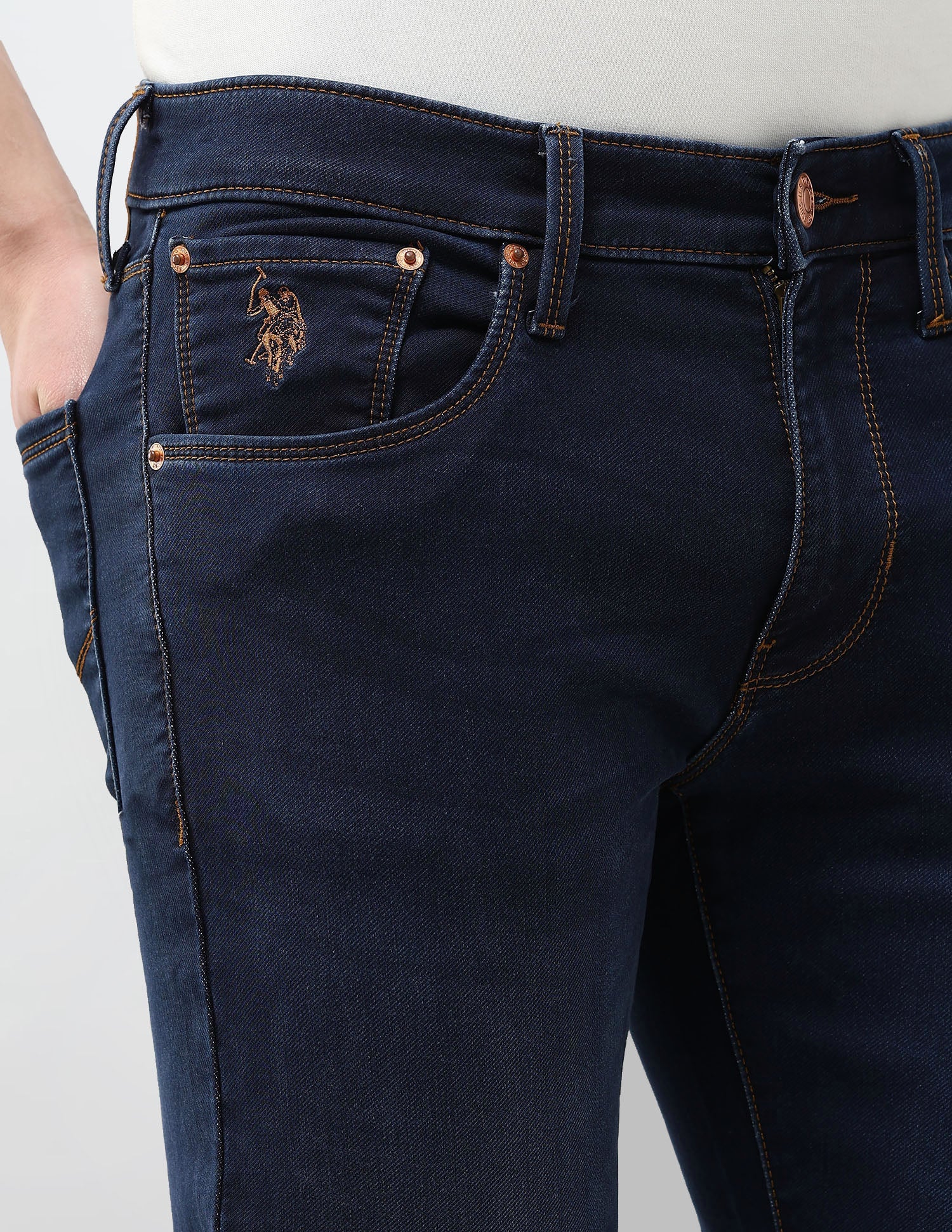 Brandon Slim Tapered Fit Blue Jeans Dark Blue - U.S. Polo Assn. India | Large