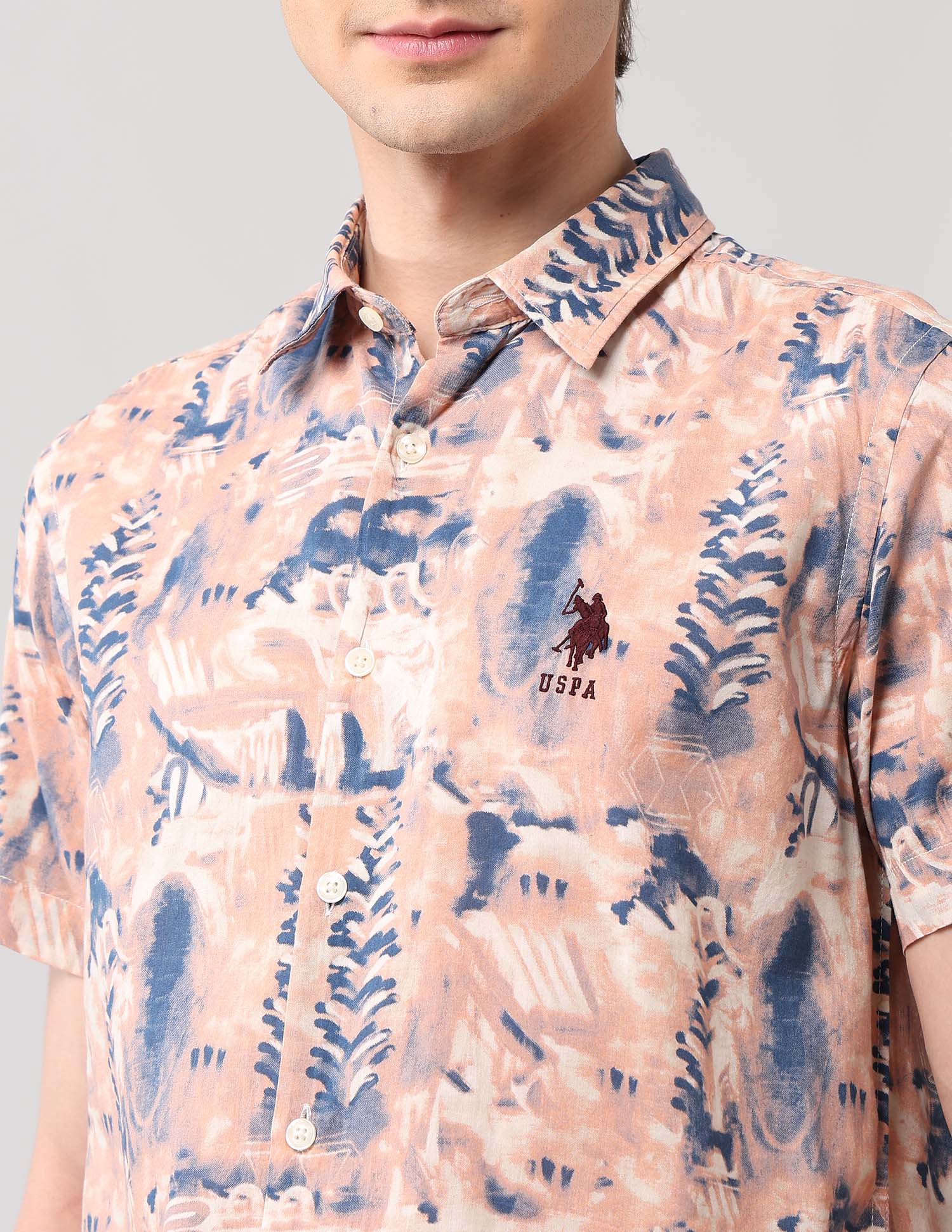 All-Over Printed Regular Fit Shirt Brown - U.S. Polo Assn. India | Large