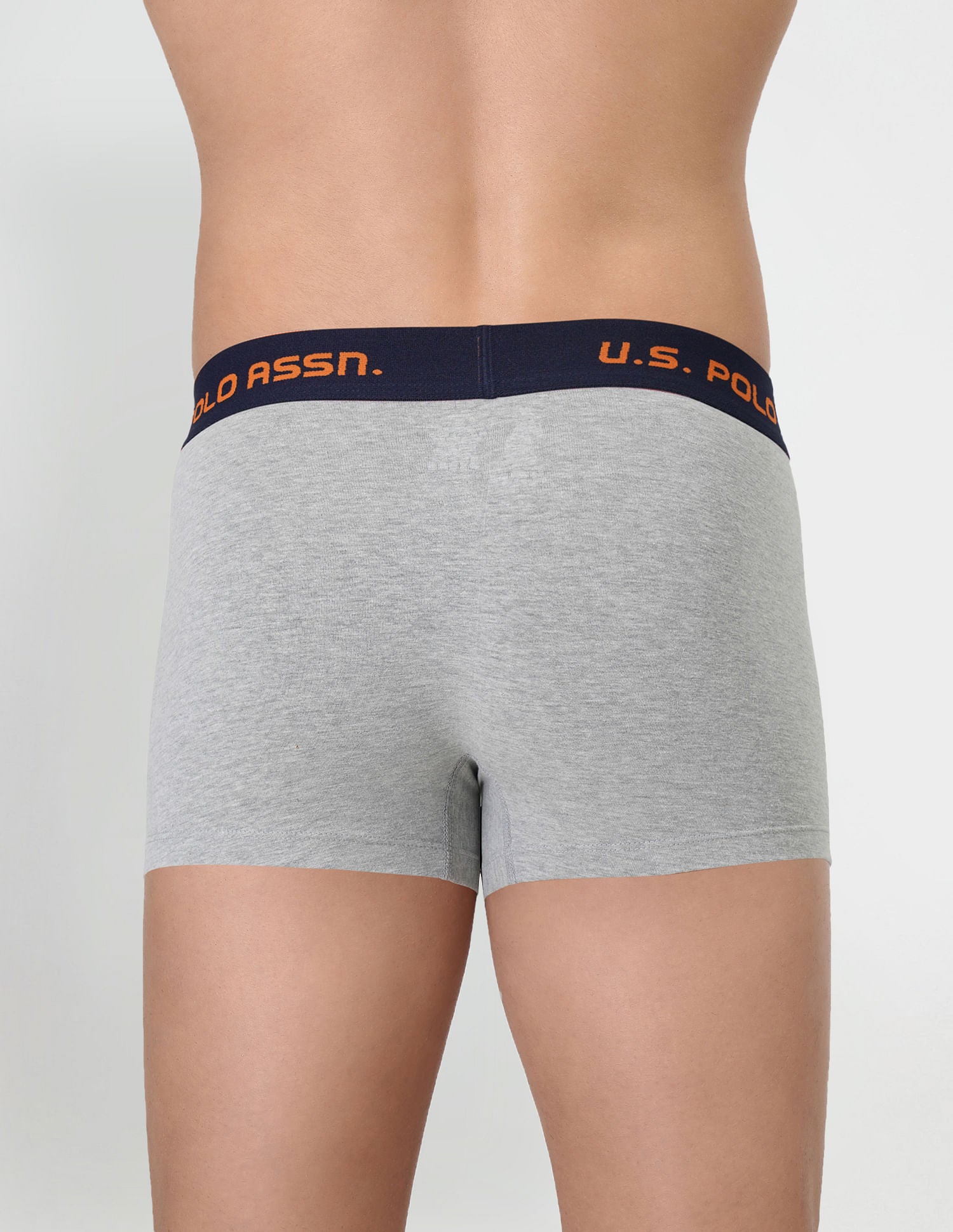 Brushed Elastic Cotton Stretch IYAK Trunks - Pack Of 2 Orange and Grey - U.S. POLO ASSN. | Large