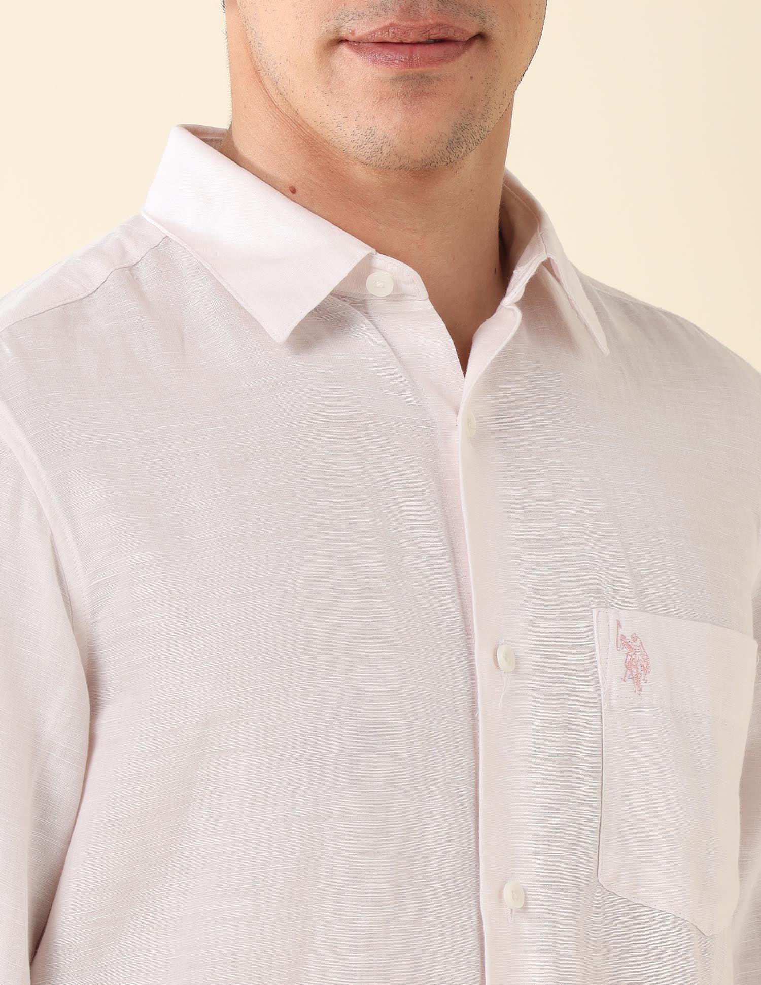 Solid Tailored Fit Shirt Pink - U.S. Polo Assn. India | Large
