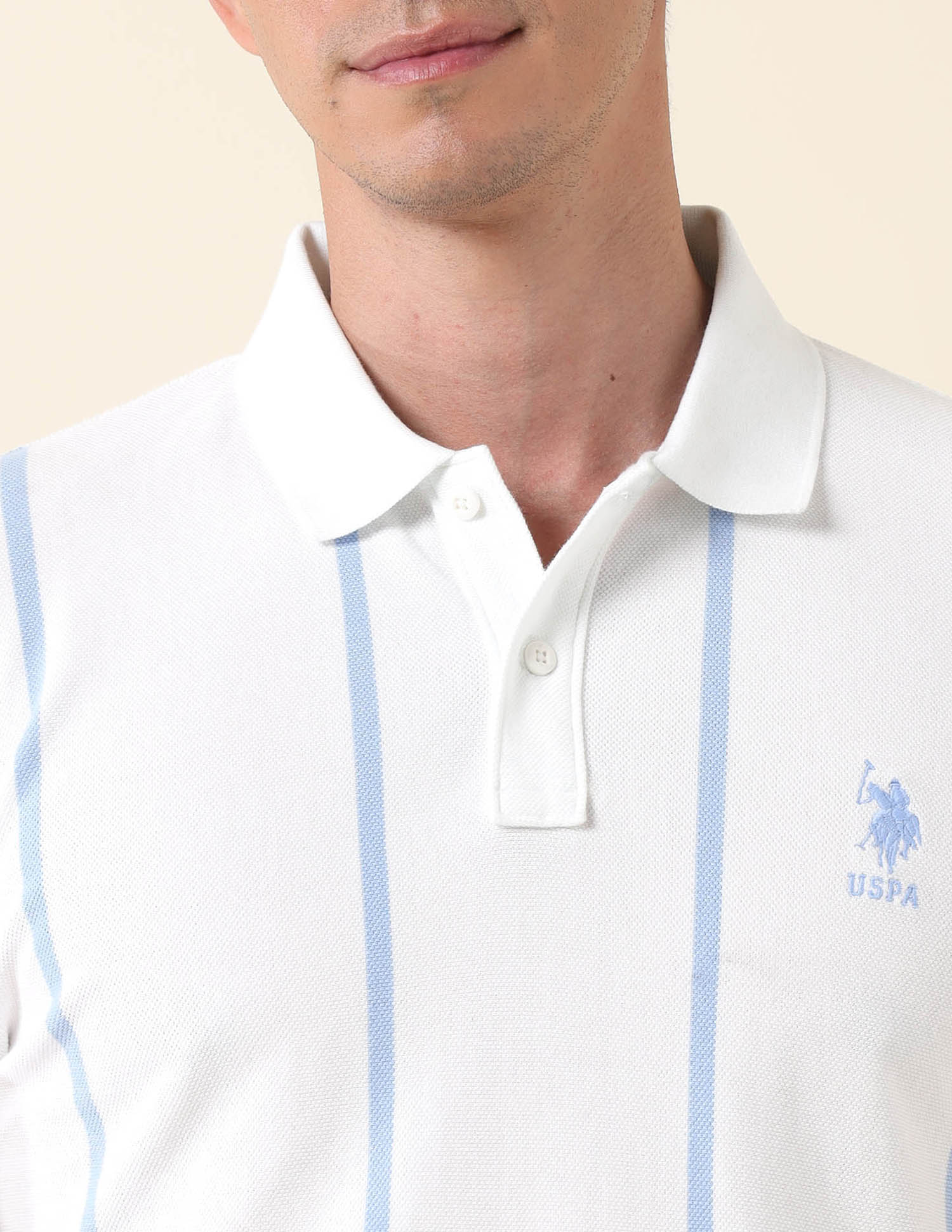 Vertical Striped Summer Splash Polo Shirt White - U.S. Polo Assn. India | Large
