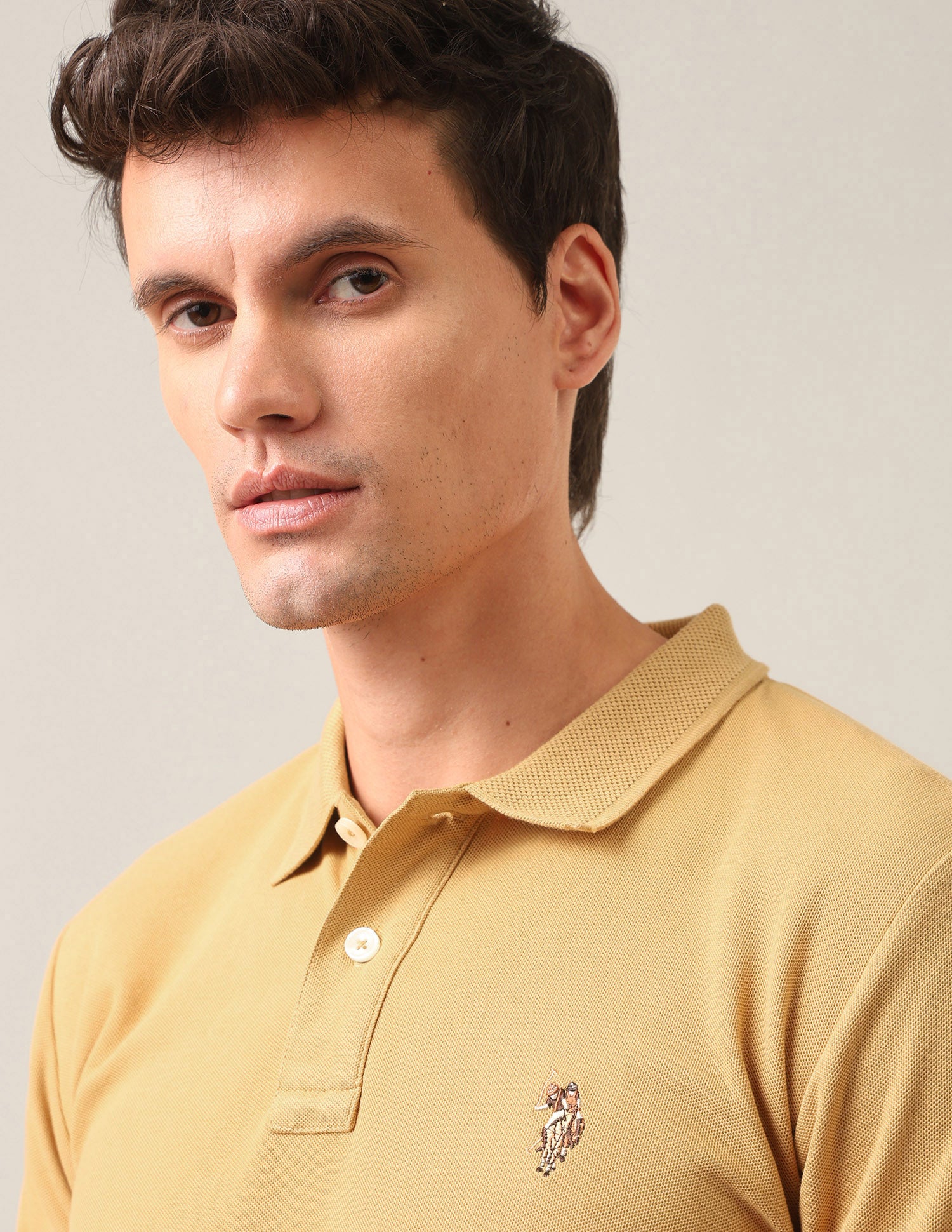 Solid Slim Fit Polo Shirt Mustard - U.S. Polo Assn. India | Large
