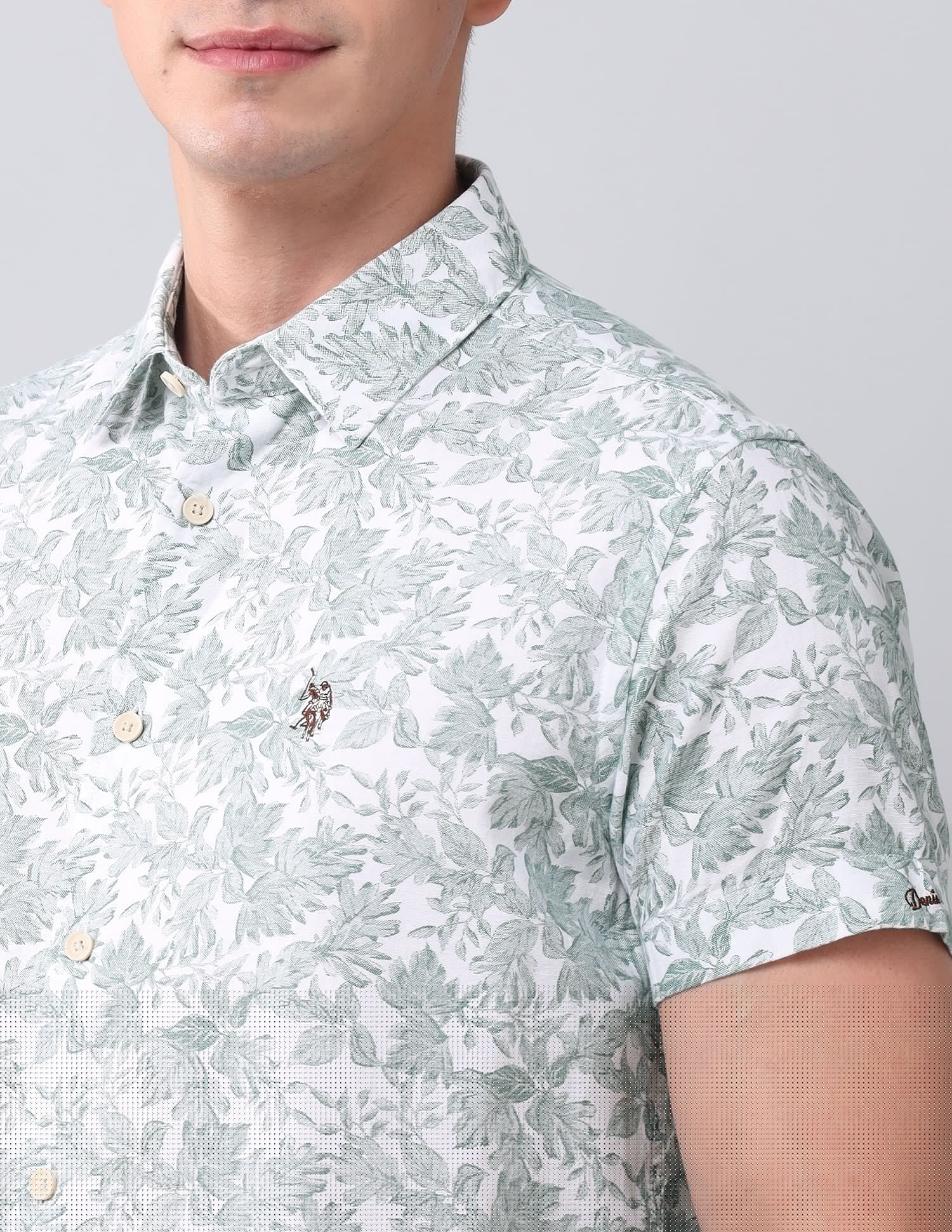 Regular Fit Dobby Printed Shirt Green - U.S. POLO ASSN. | Large