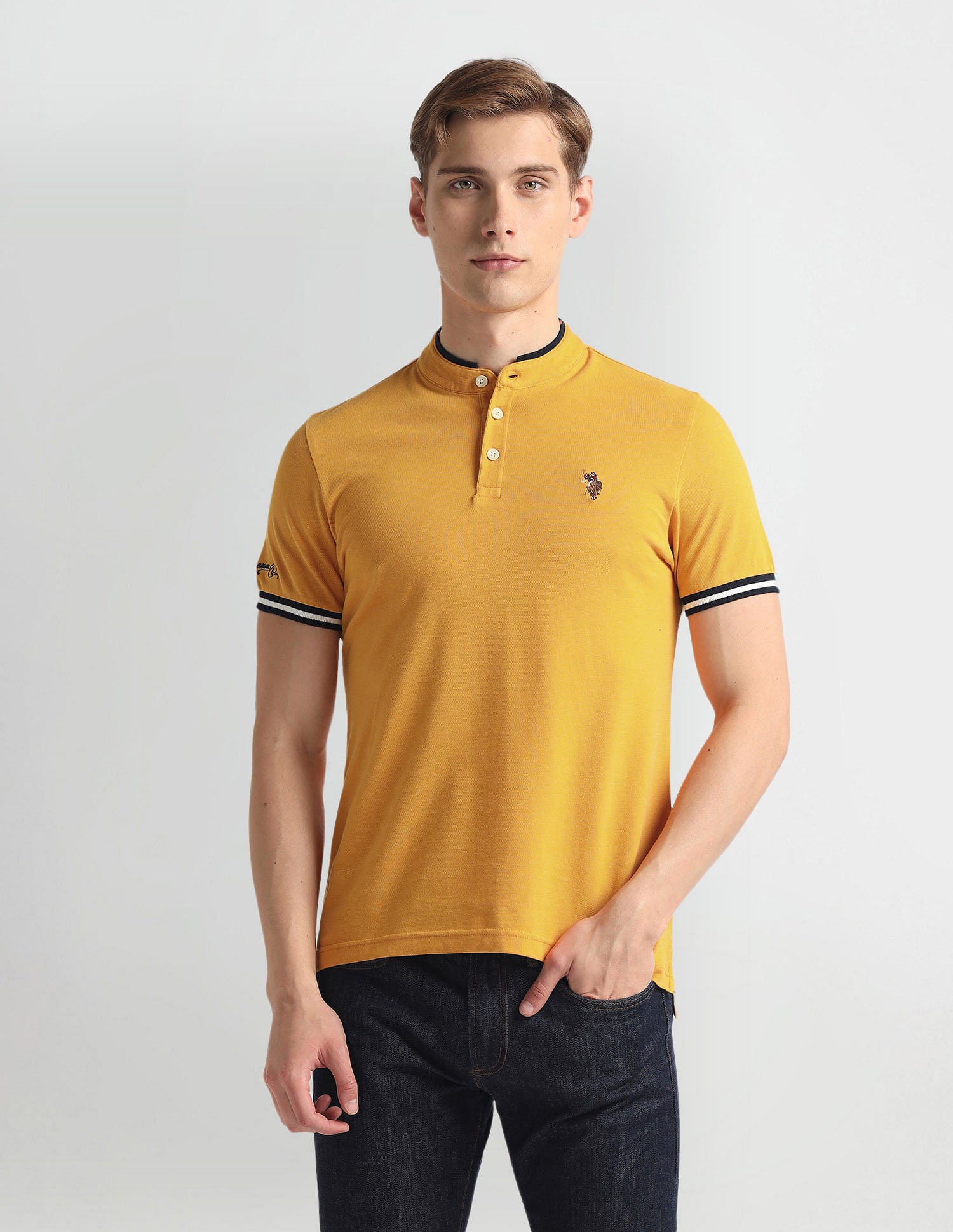 Solid Muscle Fit T-Shirt Mustard - U.S. Polo Assn. India | Large