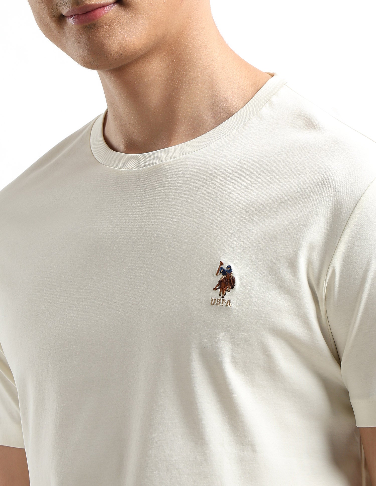 Regular Fit Solid T-shirt Beige - U.S. POLO ASSN. | Large