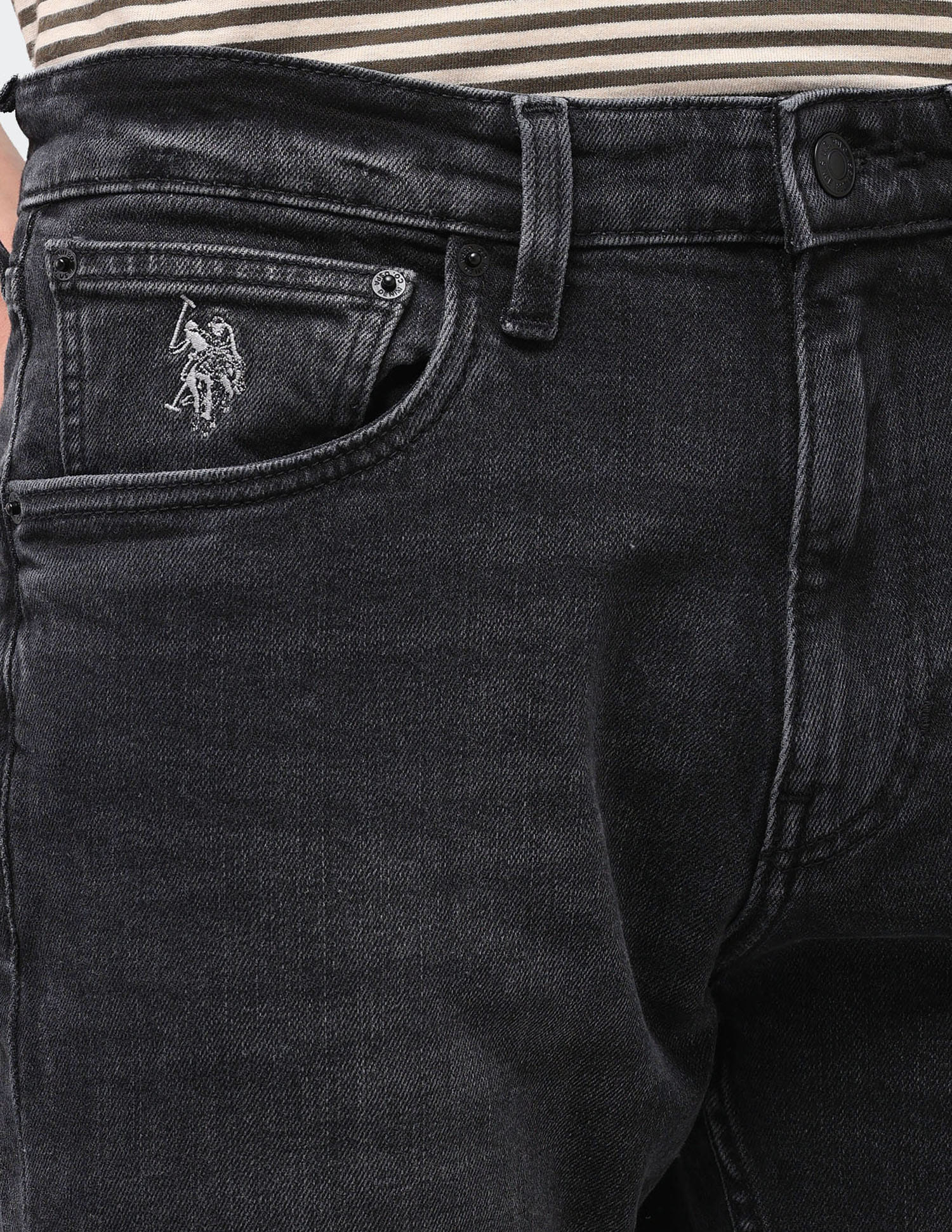 Solid Connor Fit Jeans Black - U.S. Polo Assn. India | Large