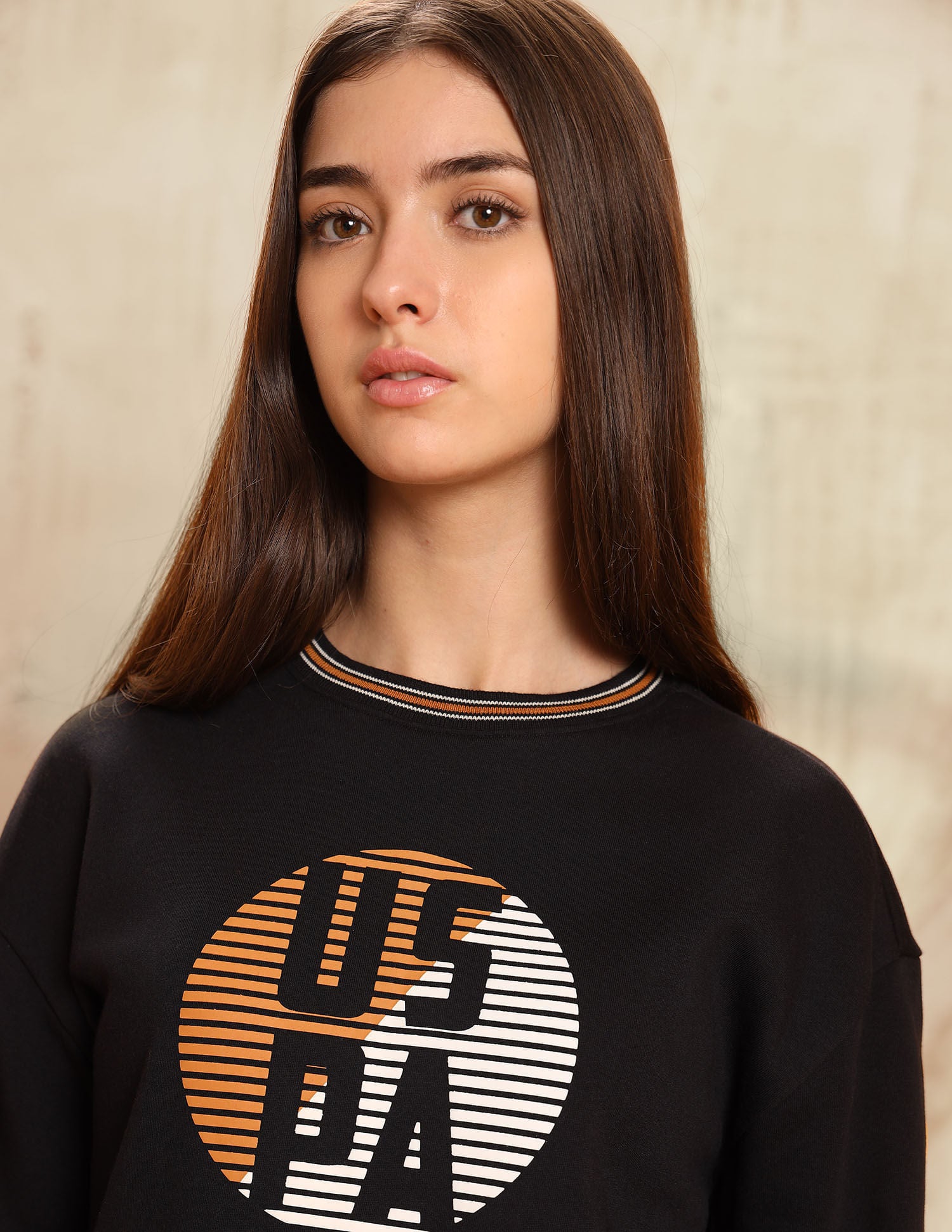 Brand Printed Regular Fit Sweatshirt Black - U.S. POLO ASSN. | Large