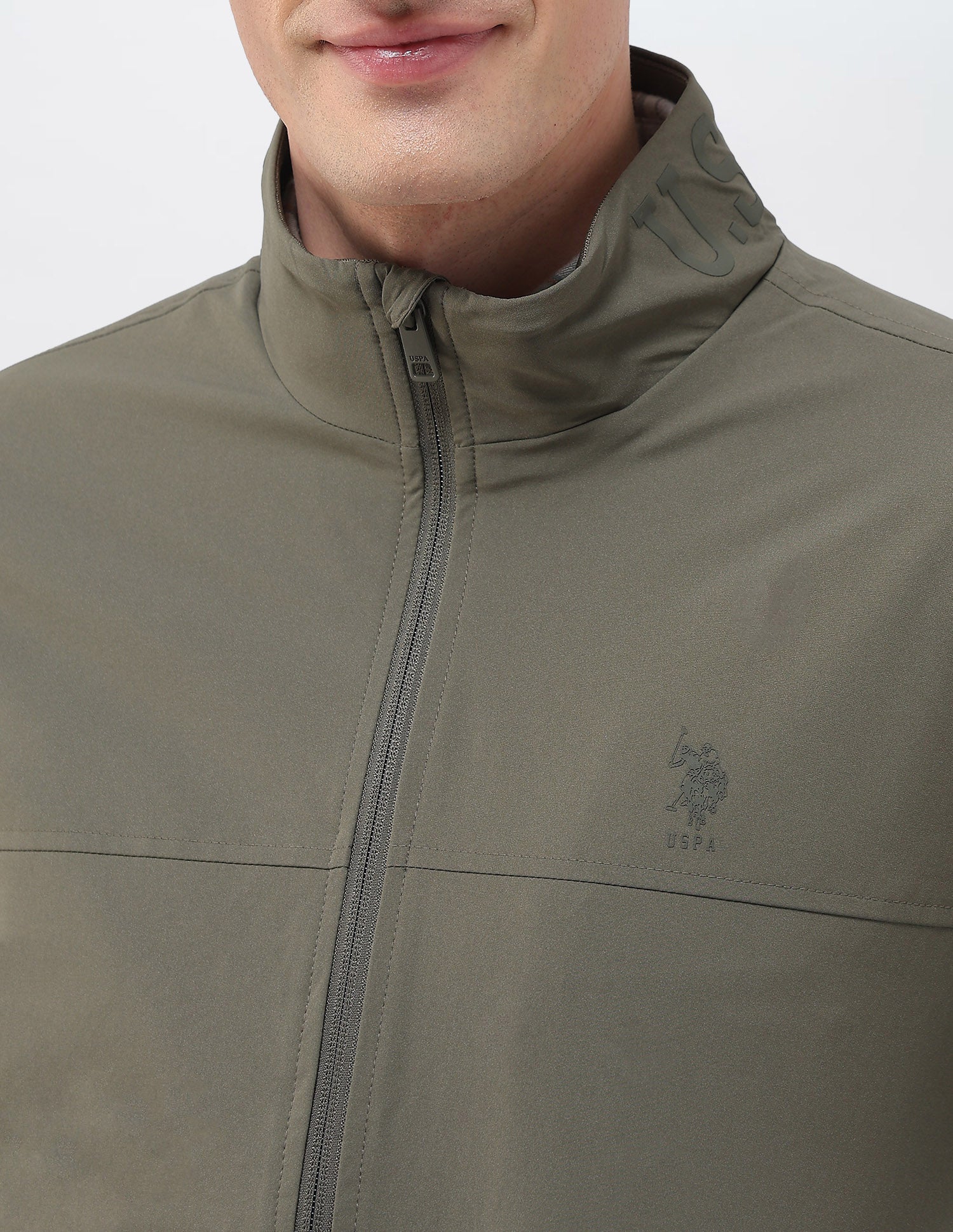 Regular Fit Solid Casual Jacket Green - U.S. Polo Assn. India | Large