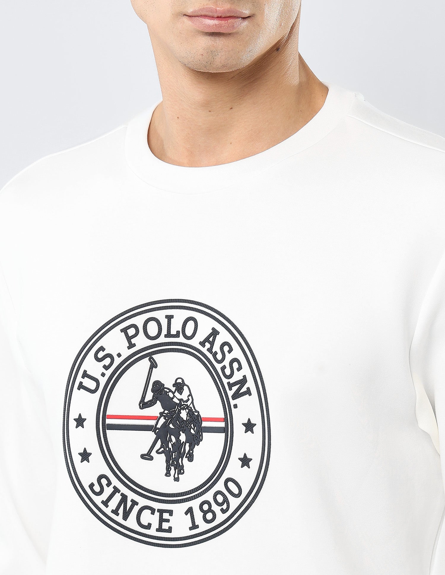 Brand Embossed Regular Fit Sweatshirt White - U.S. POLO ASSN. | Large