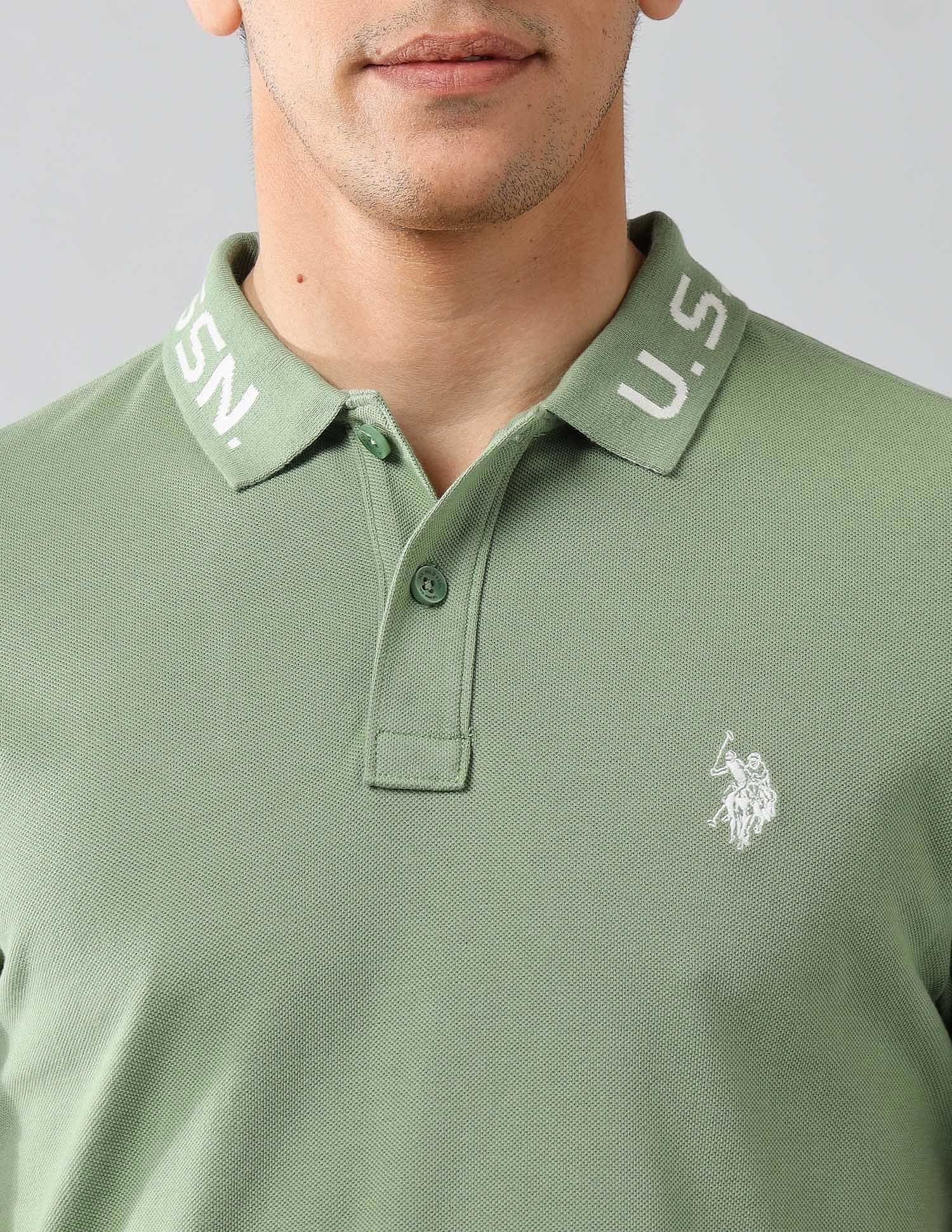 Brand Printed Muscle Fit Polo Shirt Green - U.S. POLO ASSN. | Large