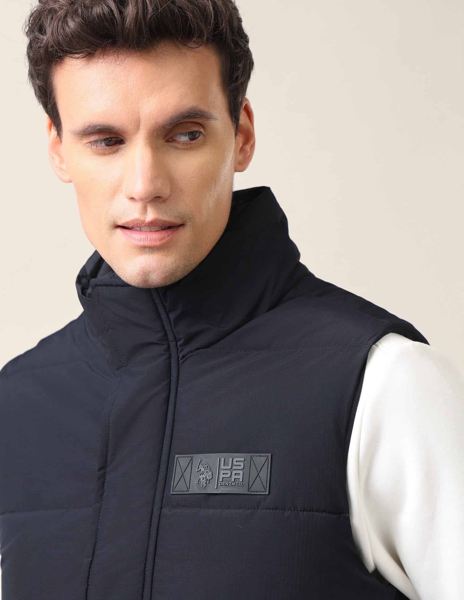 Regular Fit Solid Padded Jacket Navy - U.S. Polo Assn. India | Large